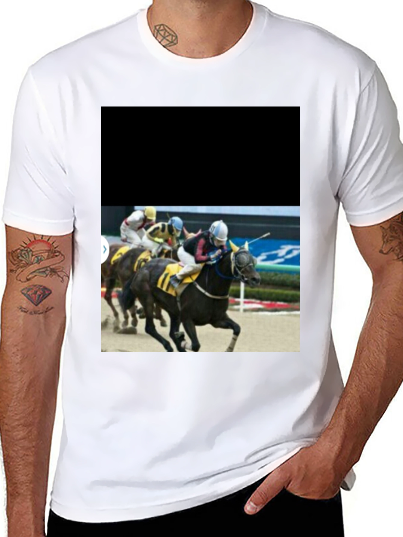 Black Horse Racing T-Shirt - Black Graphic Tee view 8