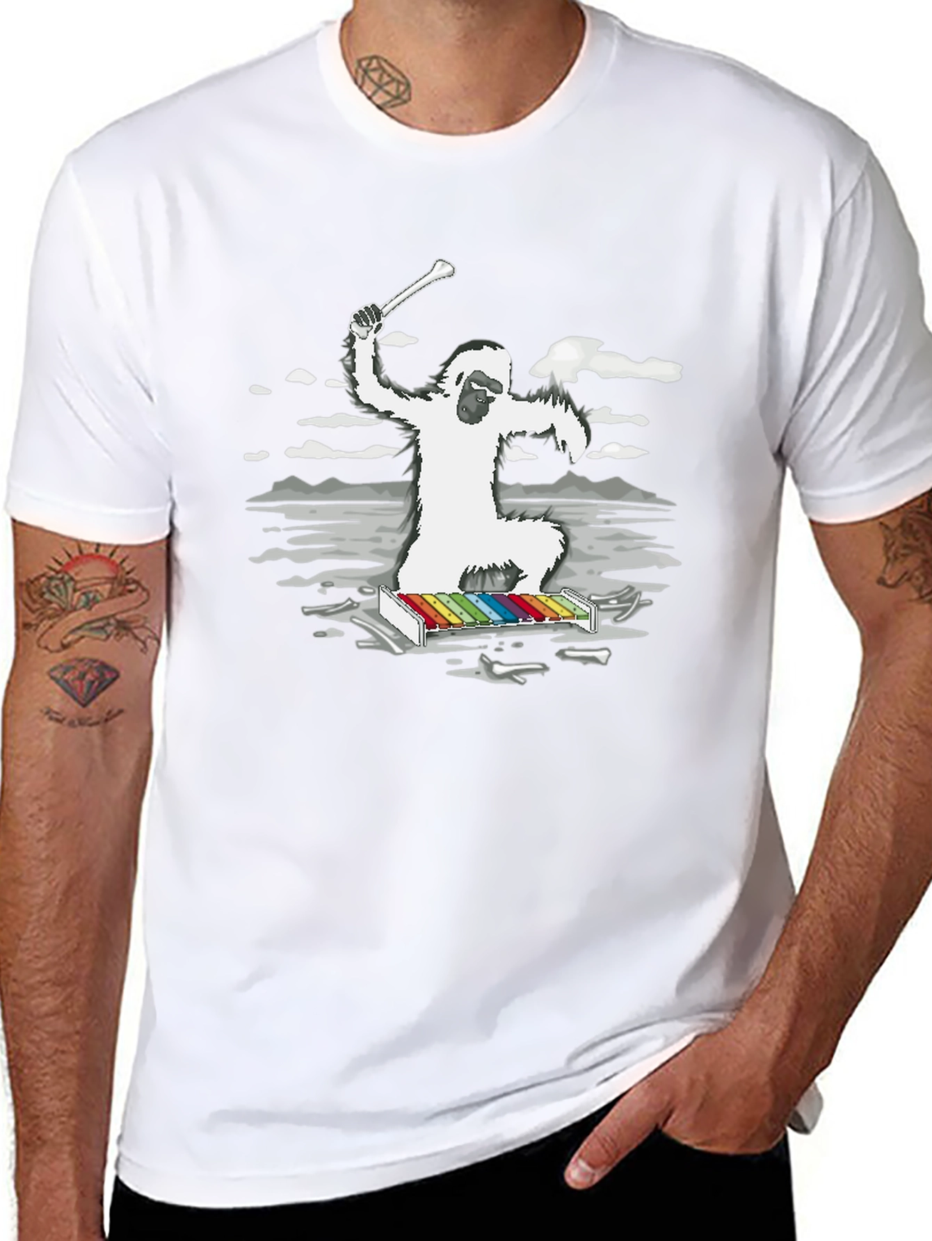 Black Yeti Xylophone Musician T-Shirt view 8
