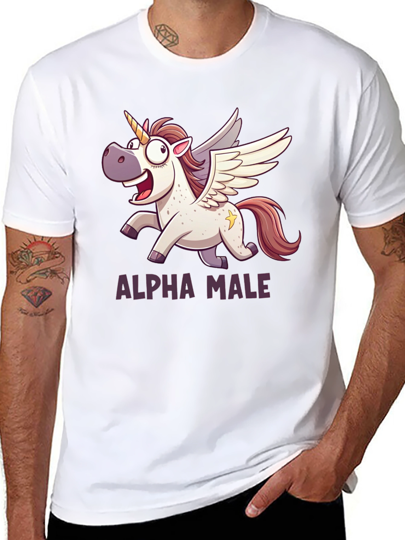 Black Alpha Male Unicorn T-Shirt - Black Graphic Tee view 8