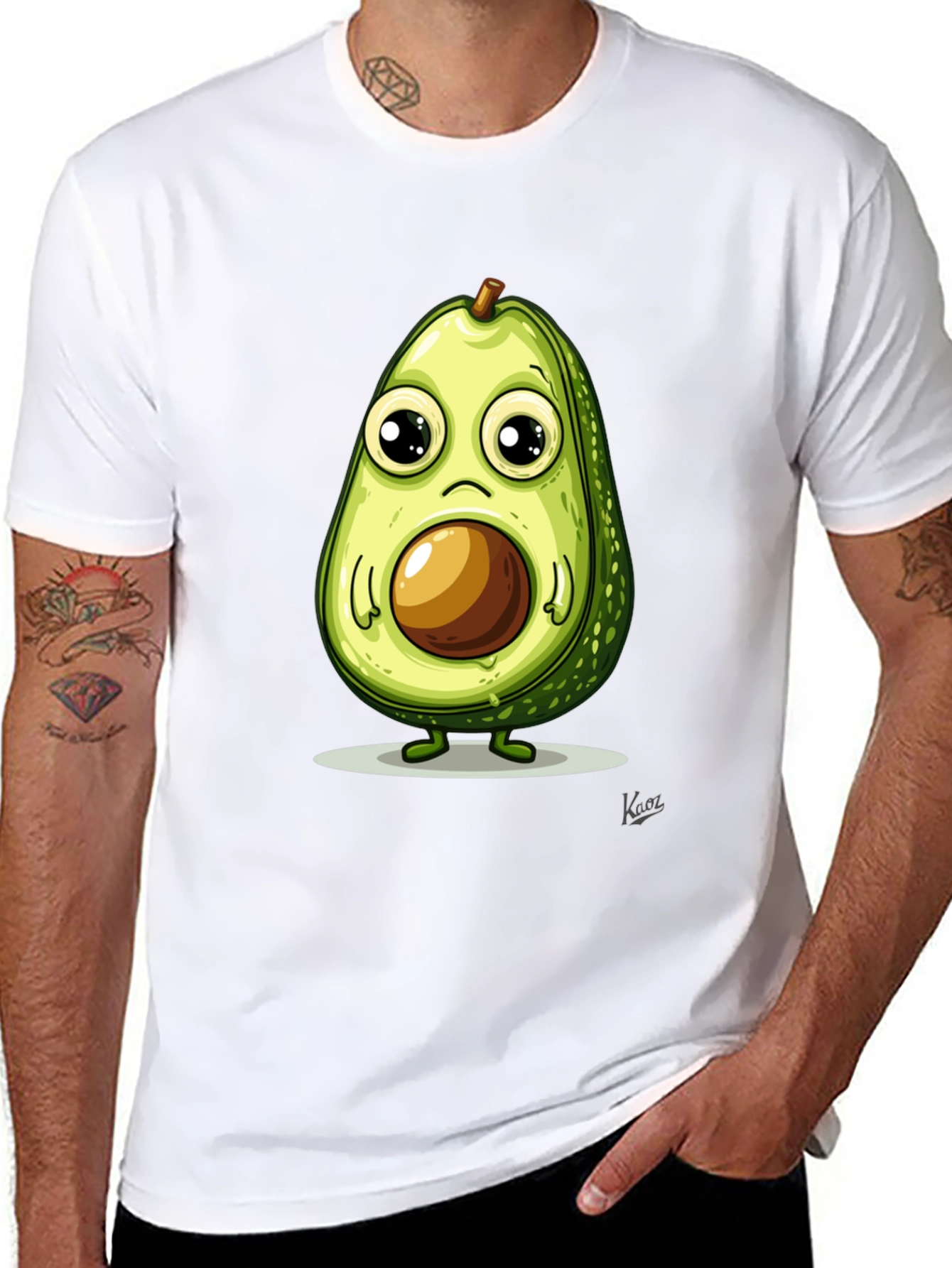 Black Cute Avocado T-Shirt - Unique Graphic Tee view 8