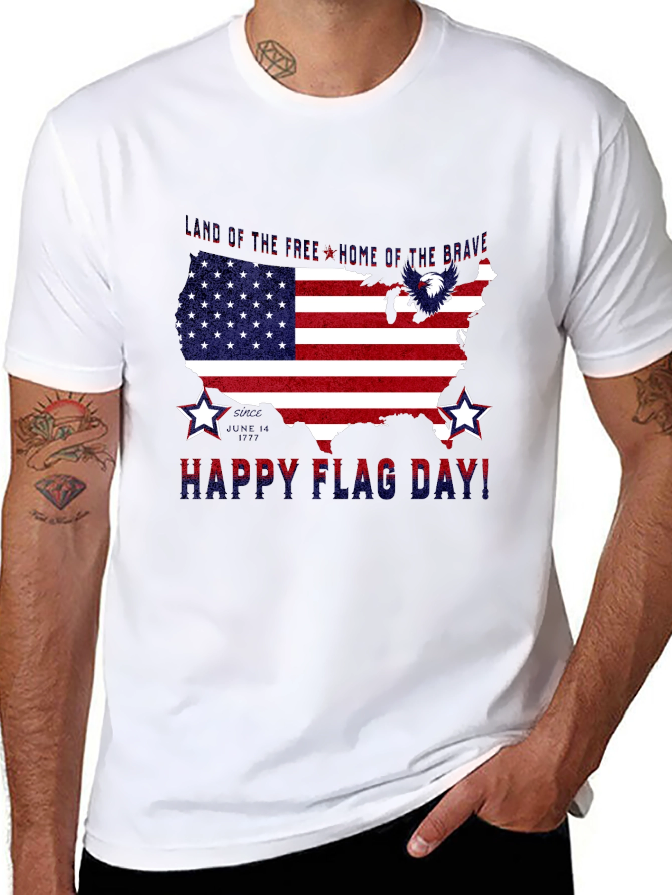 Black Patriotic USA Flag Happy Flag Day T-Shirt view 8