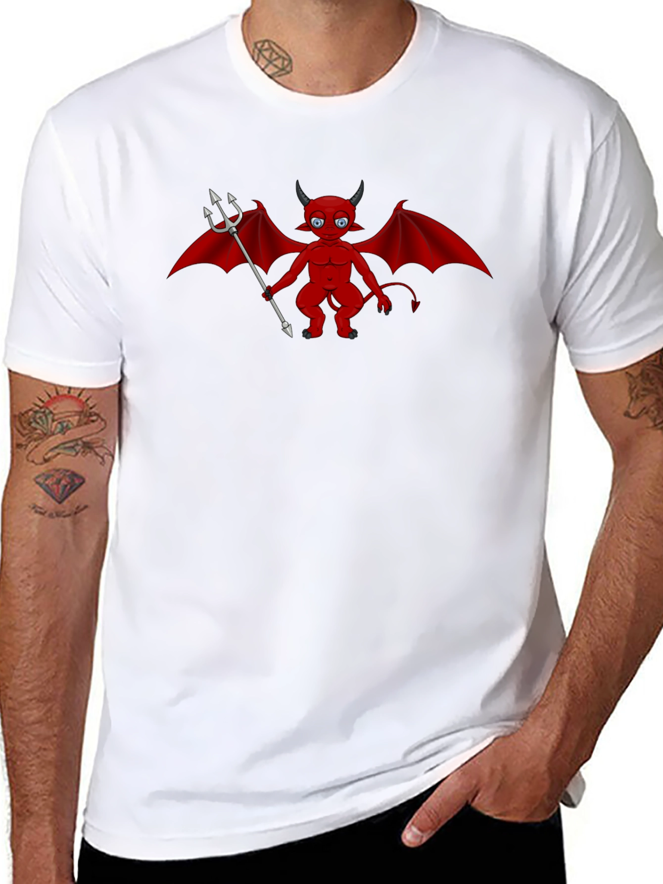 Black Cartoon Devil Graphic Tee - Black view 8