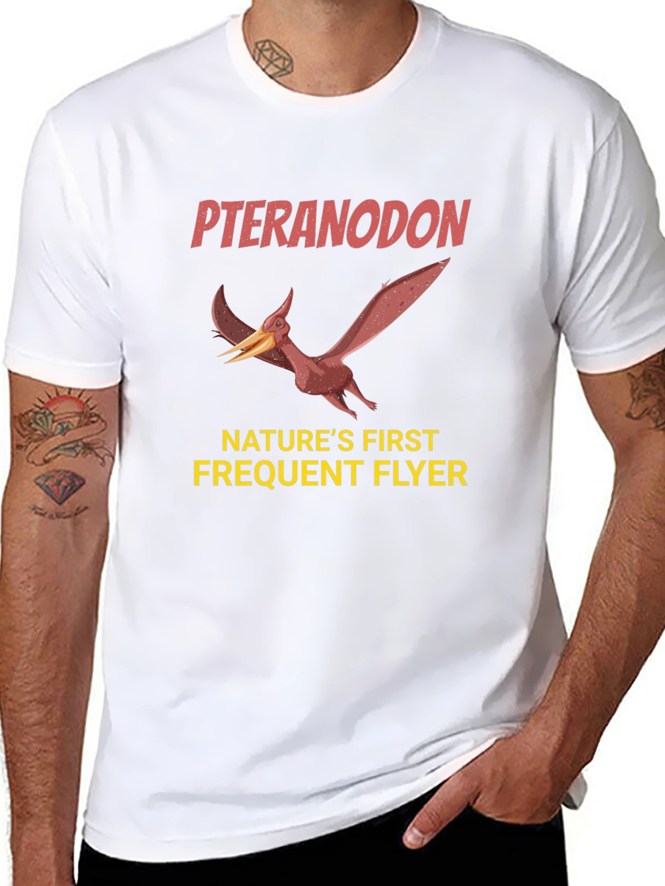 Black Pteranodon Nature's First Frequent Flyer Graphic T-Shirt view 8