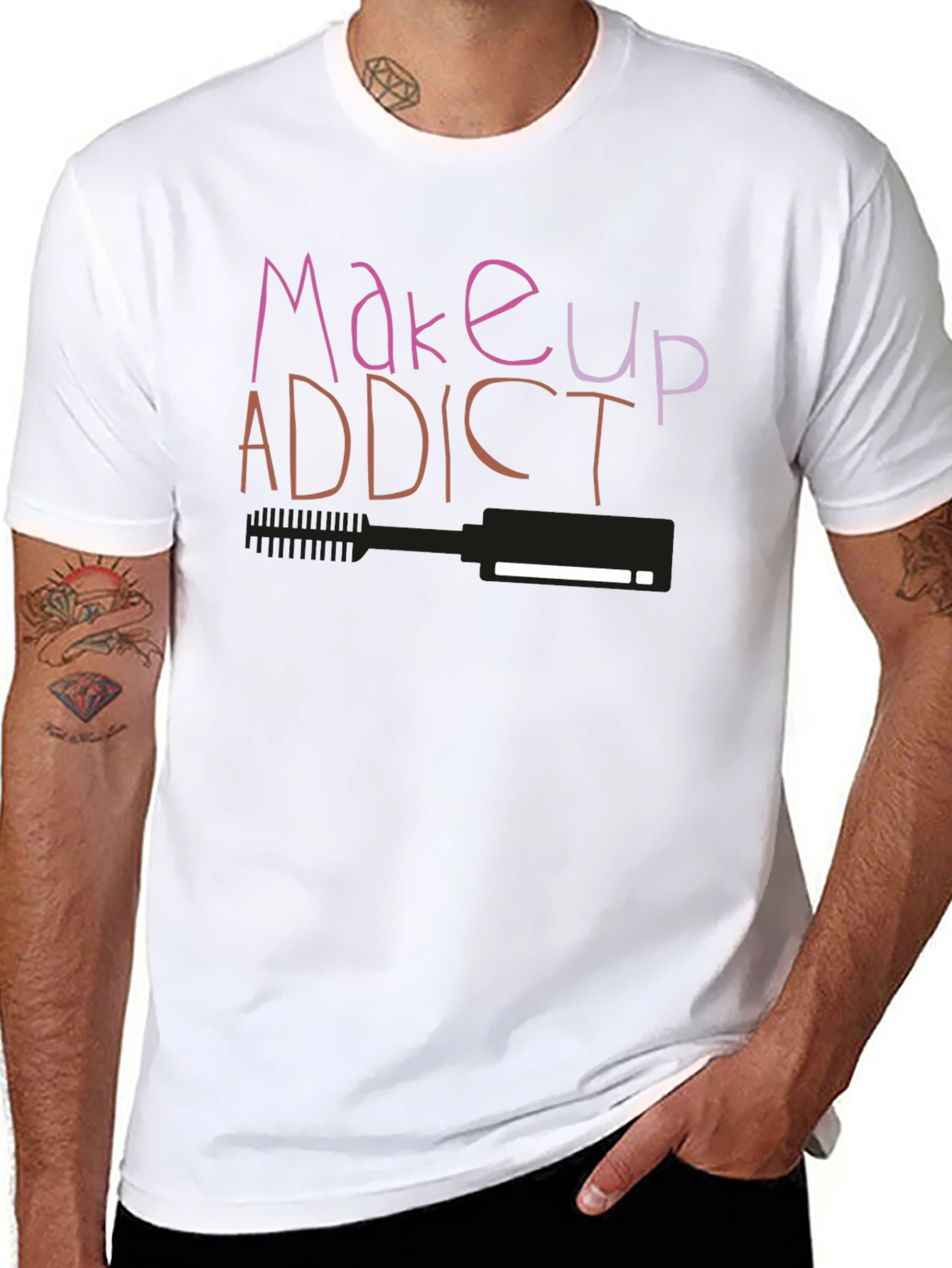 Black Makeup Addict Graphic T-Shirt view 8