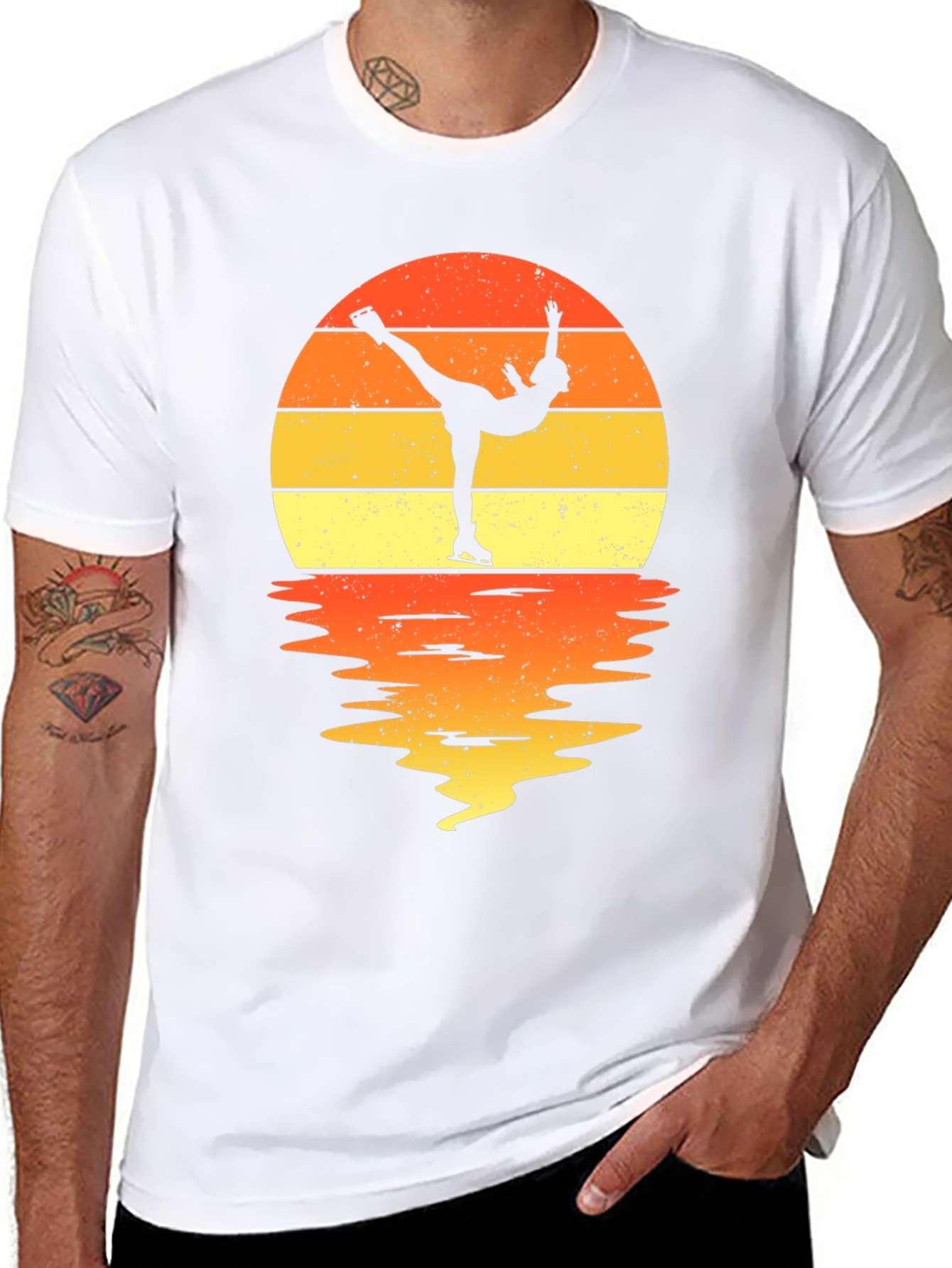 Black Figure Skater Sunset Graphic Tee view 8