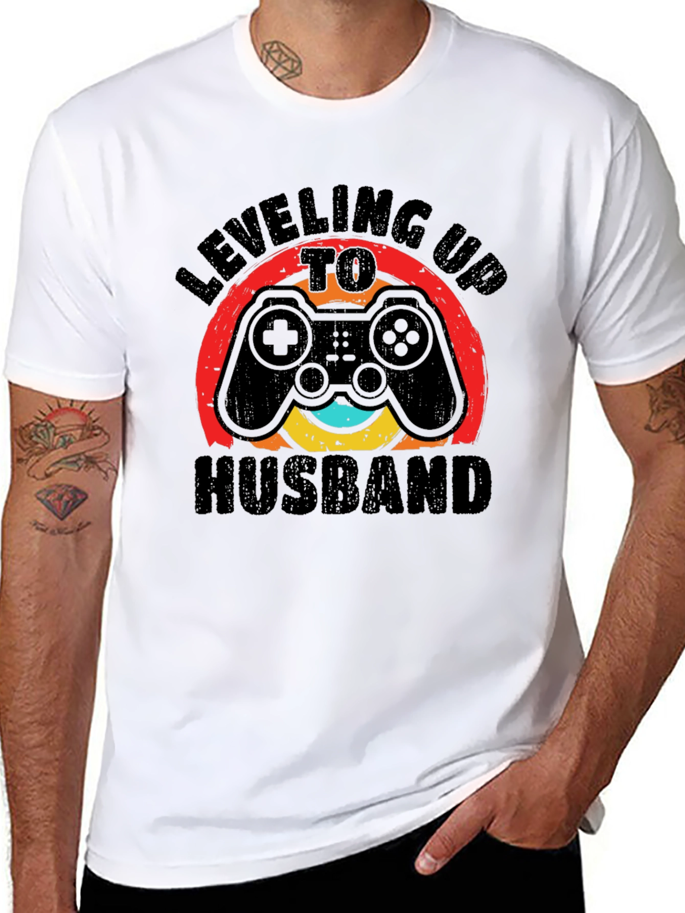 Black Leveling Up to Husband Gamer T-Shirt view 8