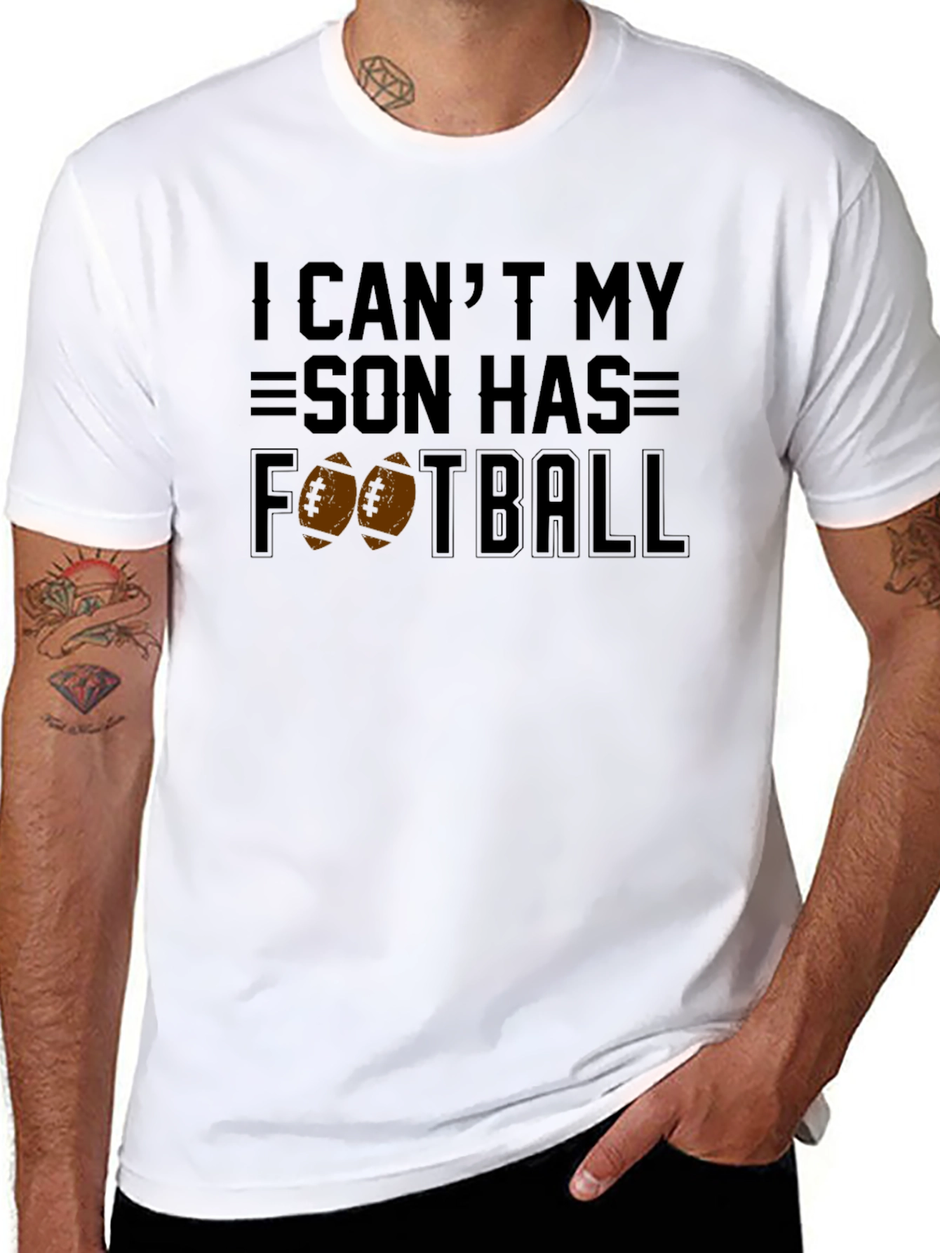 Black Son's Football T-Shirt - Dad's Game Day Tee view 8