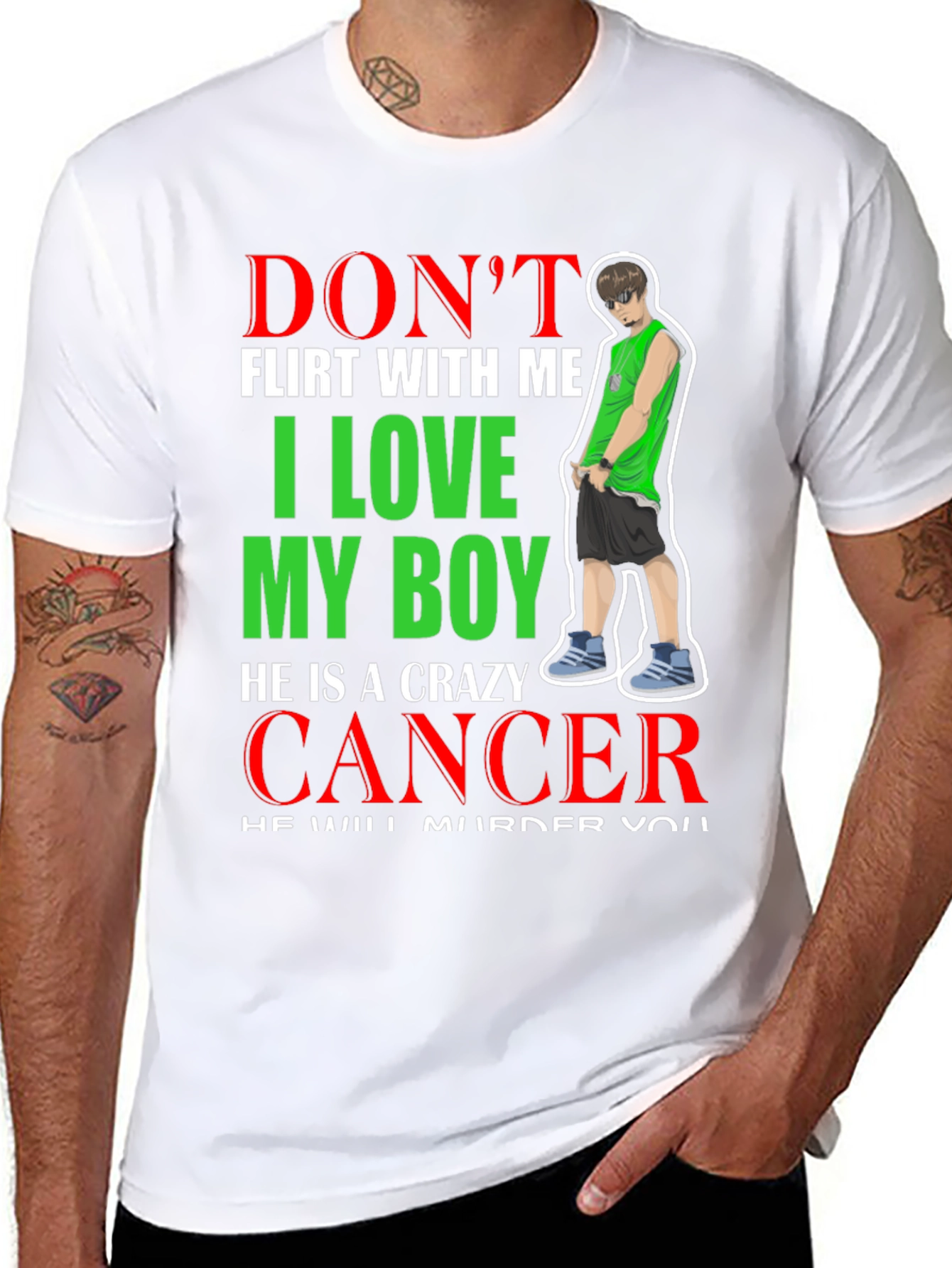Black Don't Flirt With Me Crazy Cancer Boy T-Shirt view 8