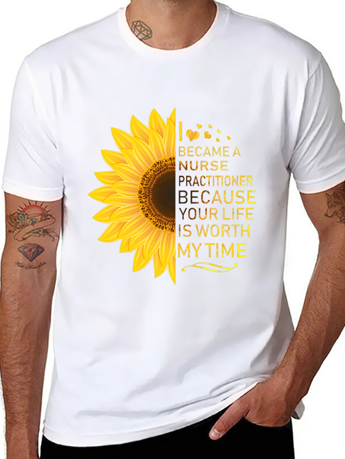 Black Nurse Practitioner Sunflower Tee view 8