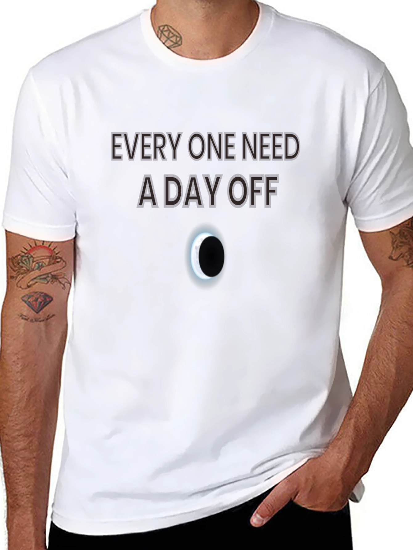 Black Every One Need a Day Off T-Shirt - Crew Neck view 8