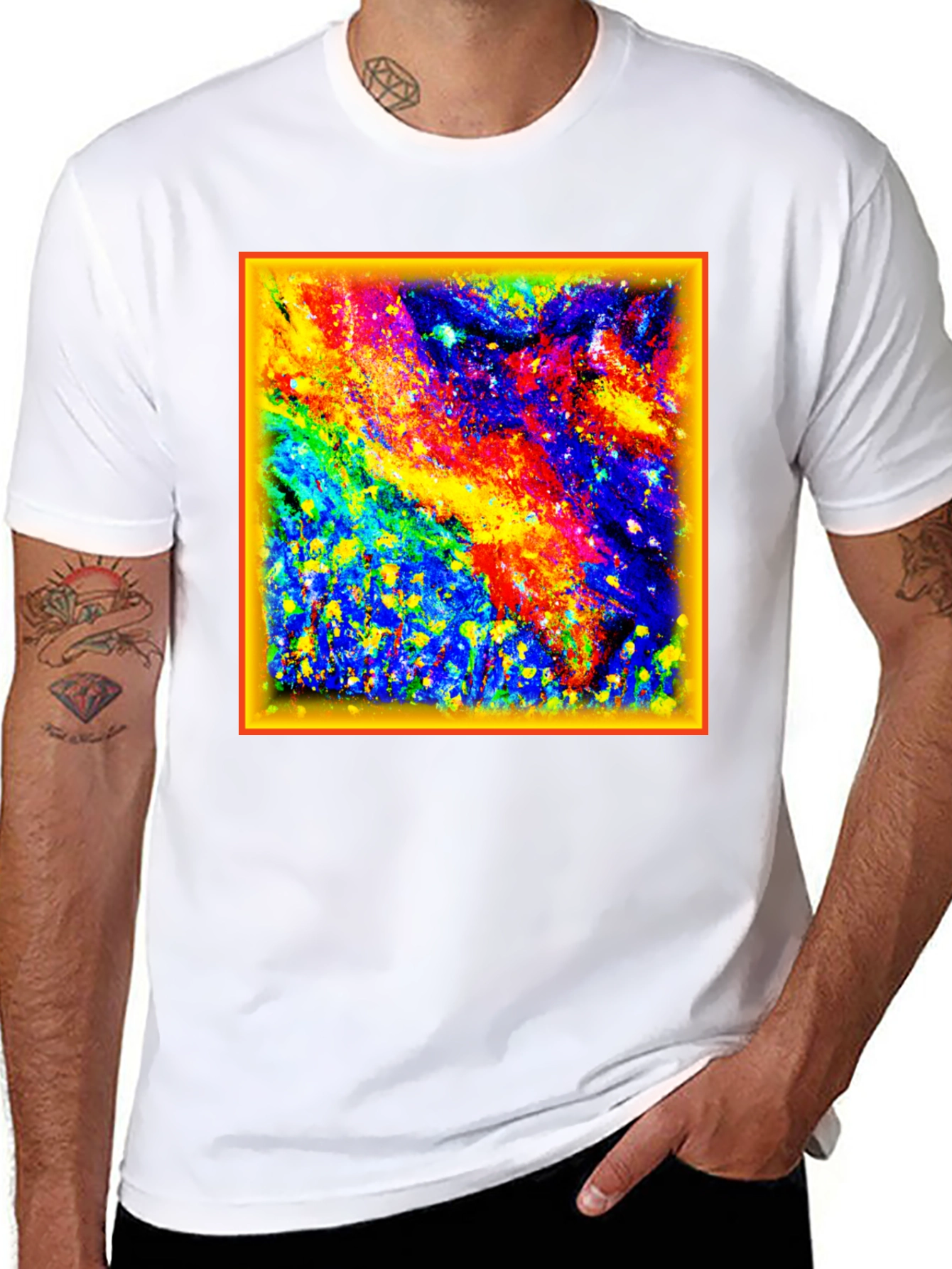 Black Colorful Abstract Art Graphic Tee - Black view 8