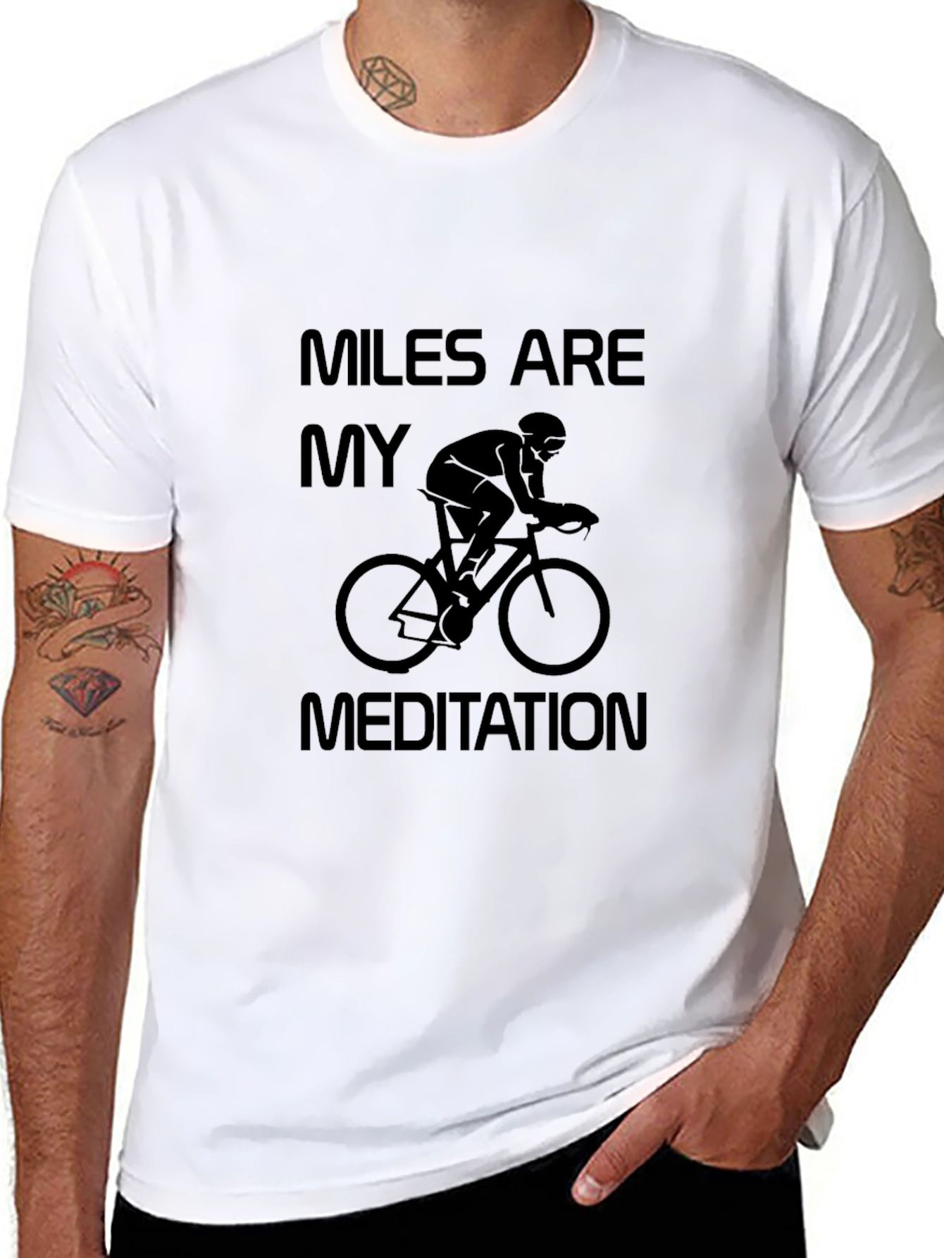 Black Miles Are My Meditation Cycling T-Shirt view 8