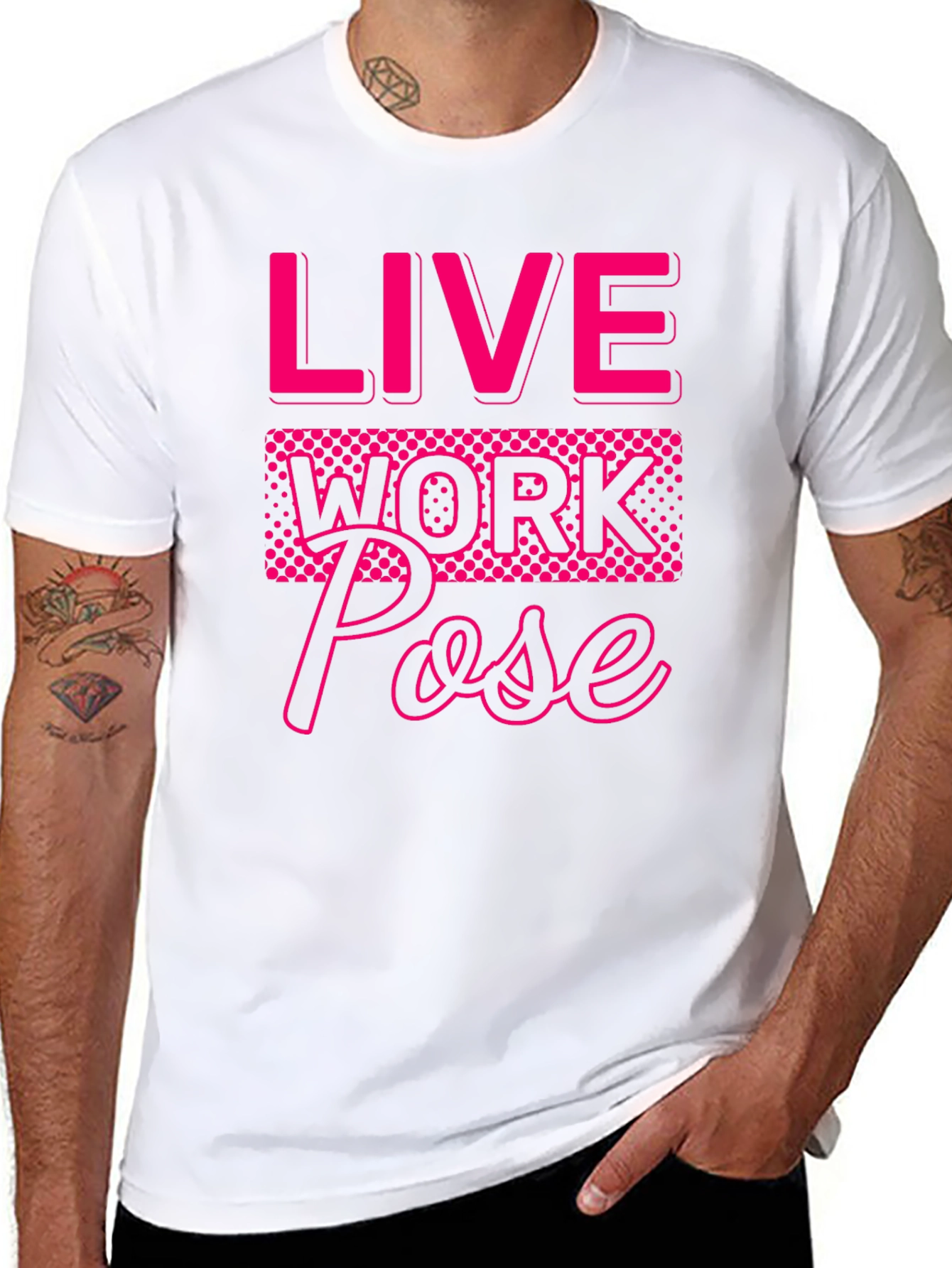 Black Live Work Pose Graphic Tee view 8