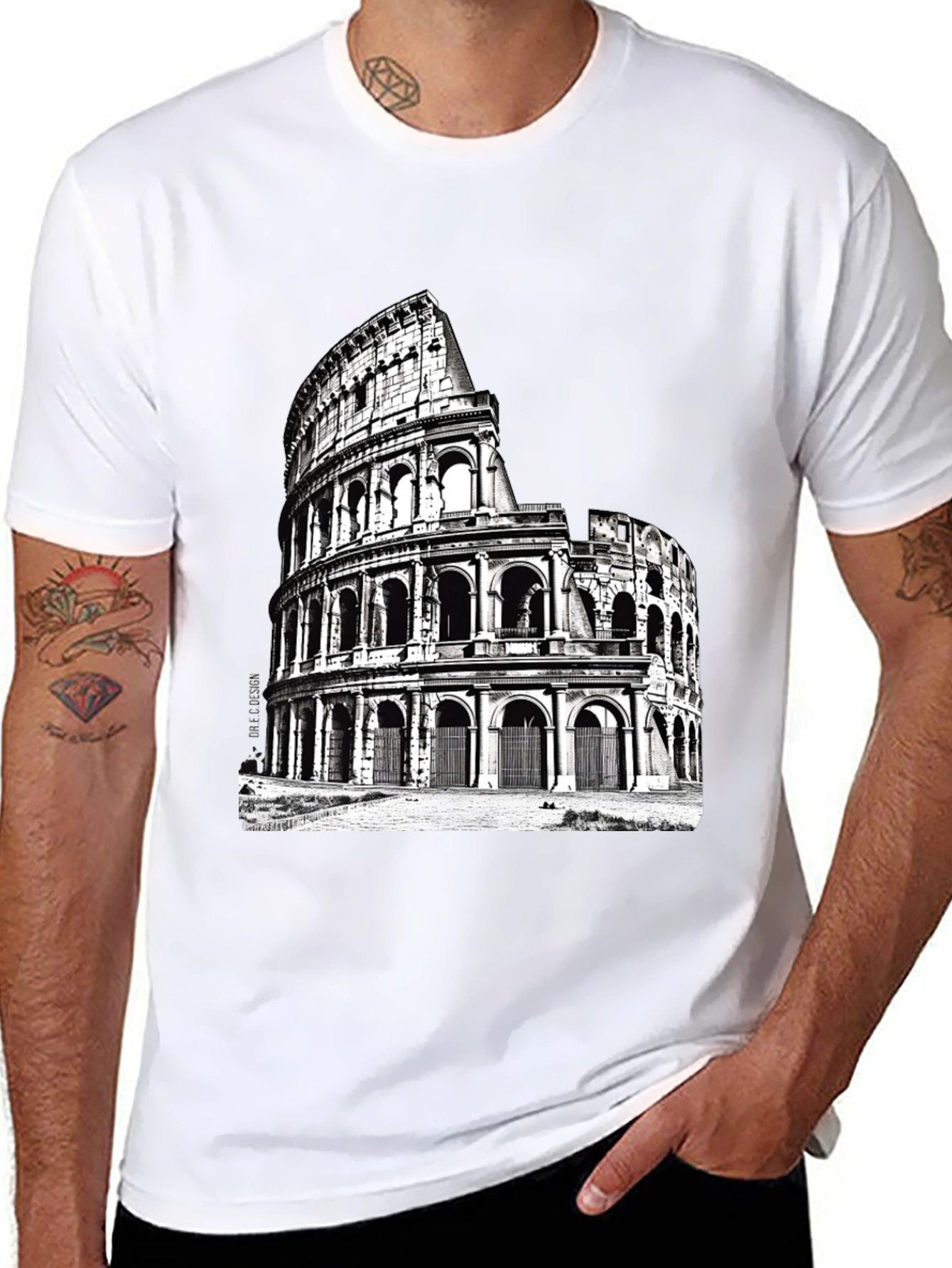 Black Colosseum Graphic Print Black T-Shirt view 8