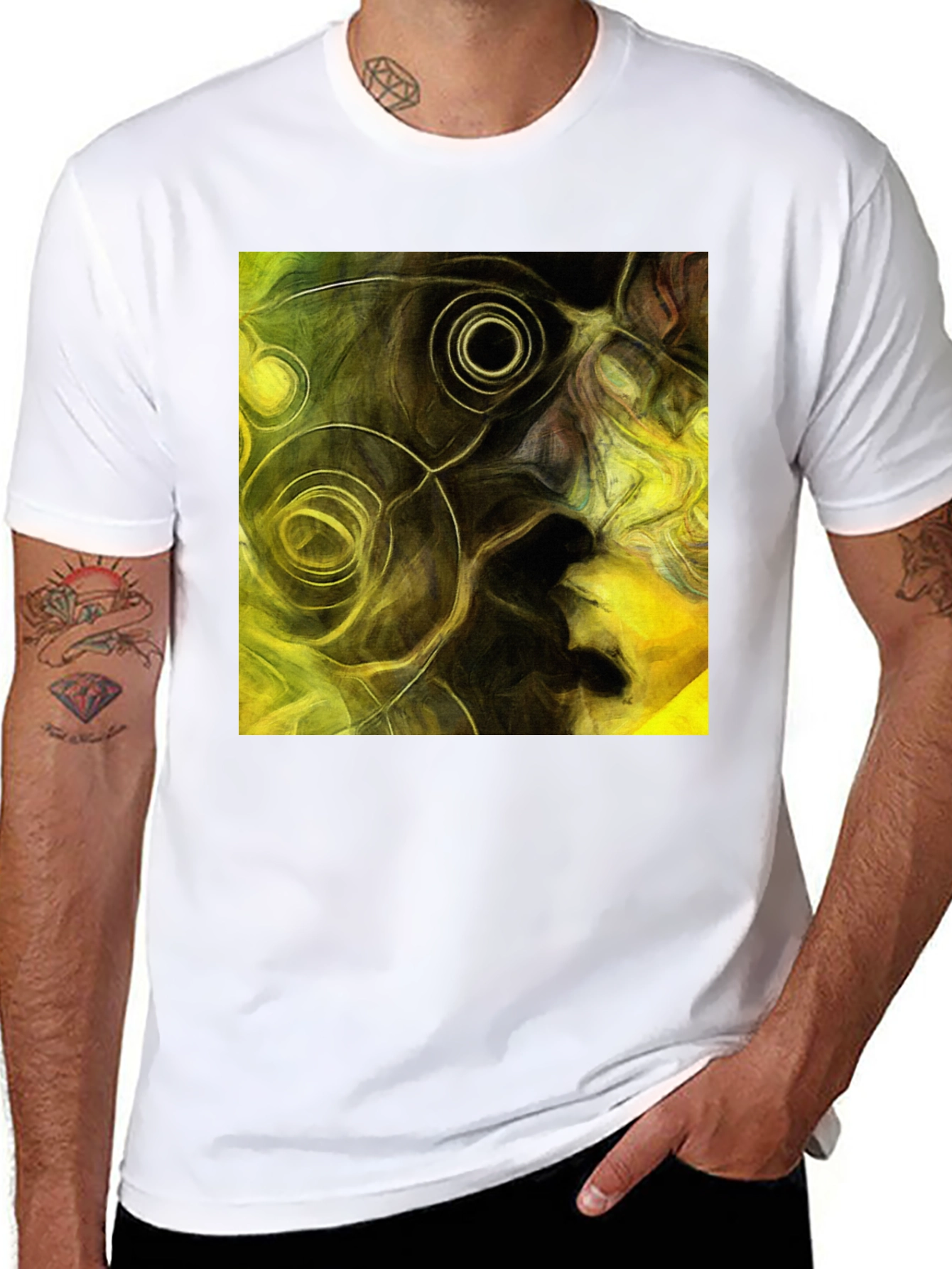 Black Abstract Art Black T-Shirt view 8