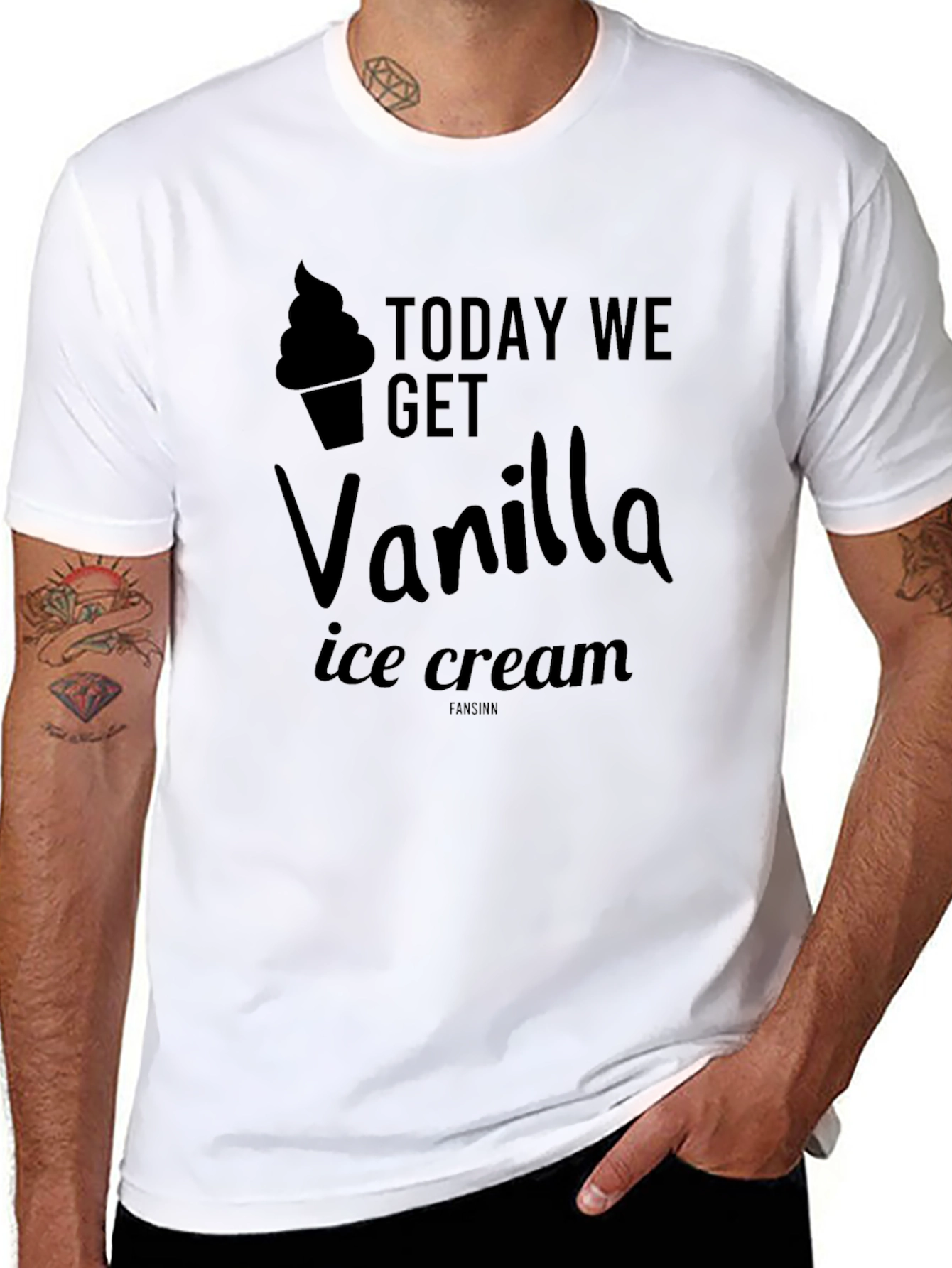Black Vanilla Ice Cream Graphic Tee - Black Crew Neck T-Shirt view 8