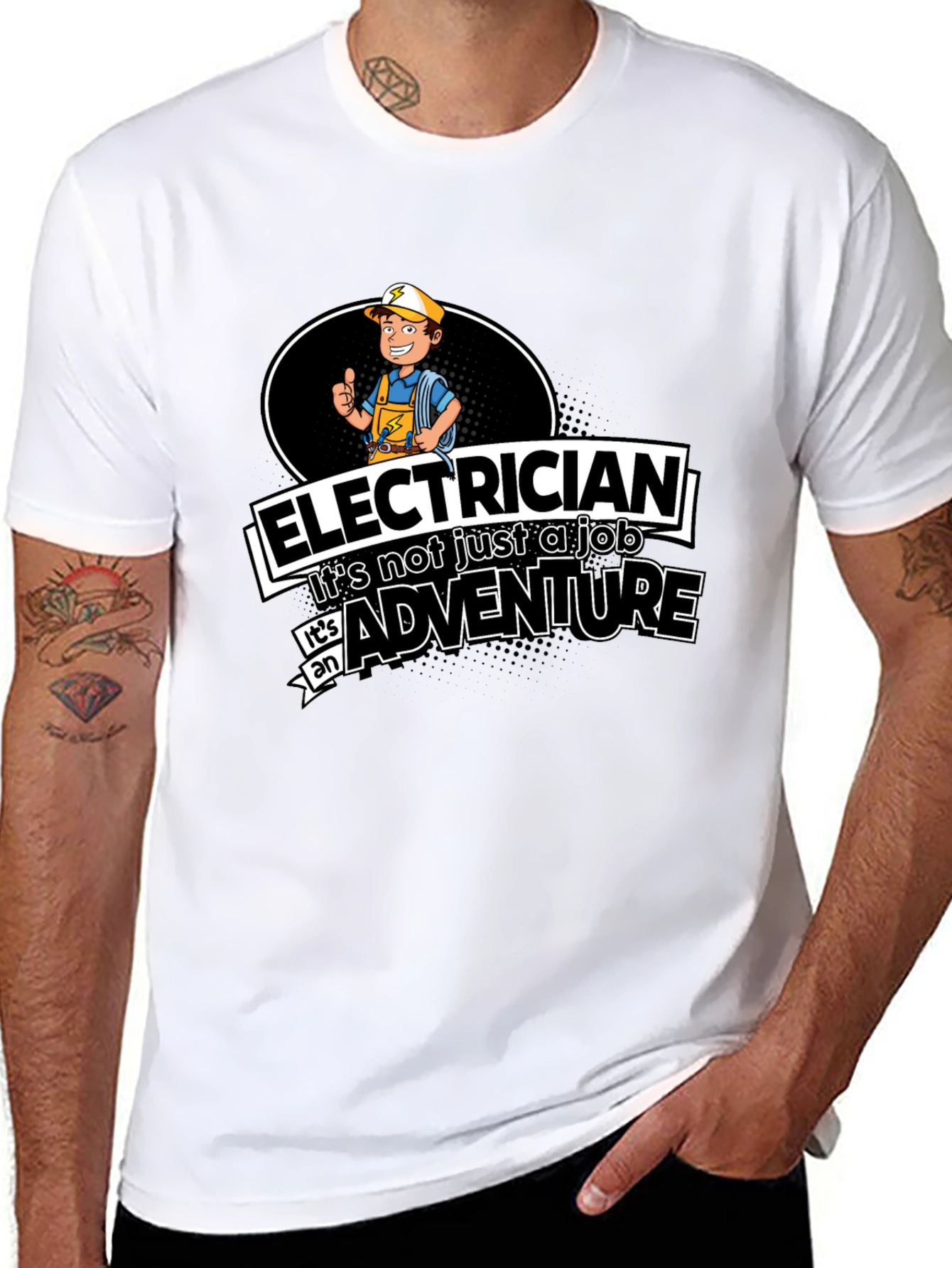 Black Electrician Adventure Graphic T-Shirt view 8