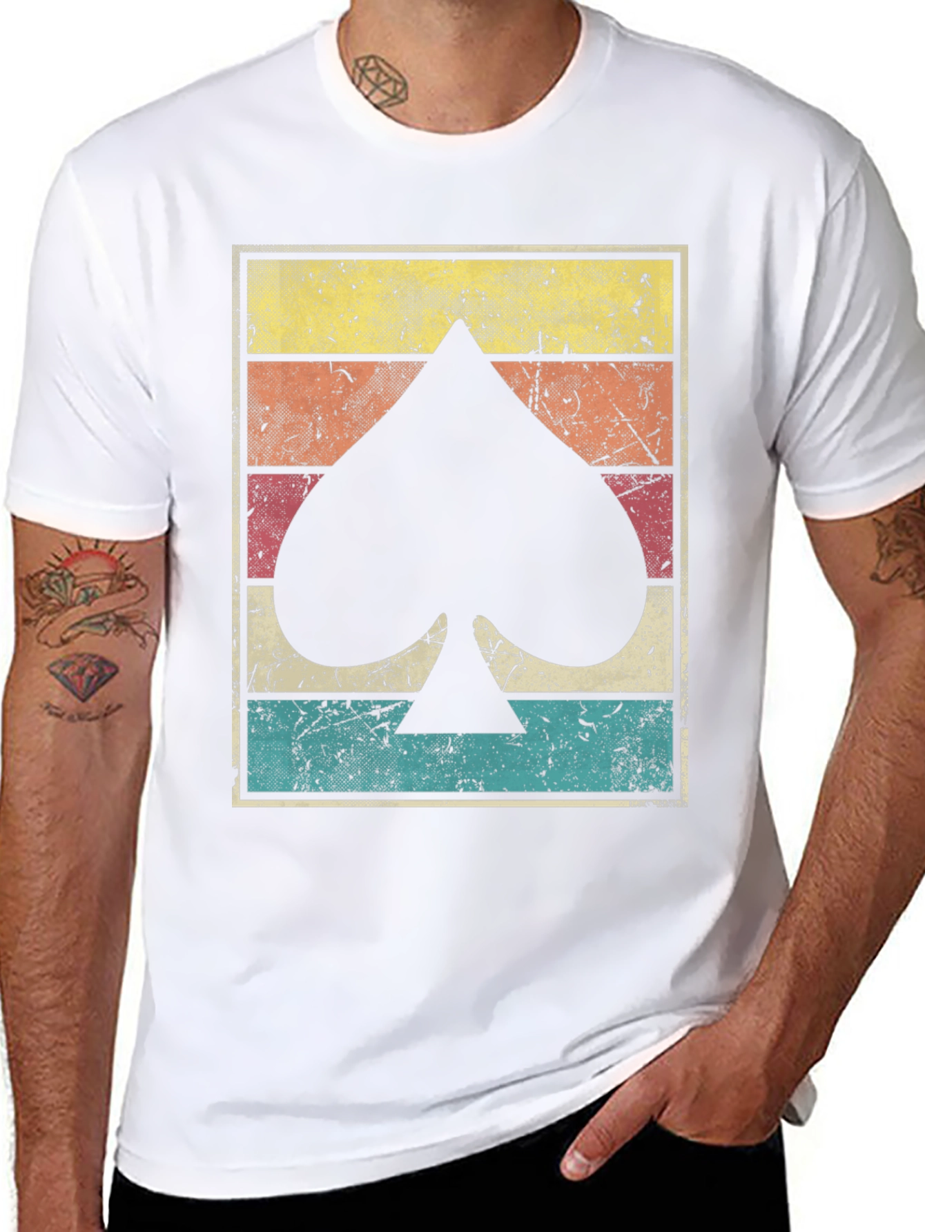 Black Retro Spade Card Graphic Tee view 8