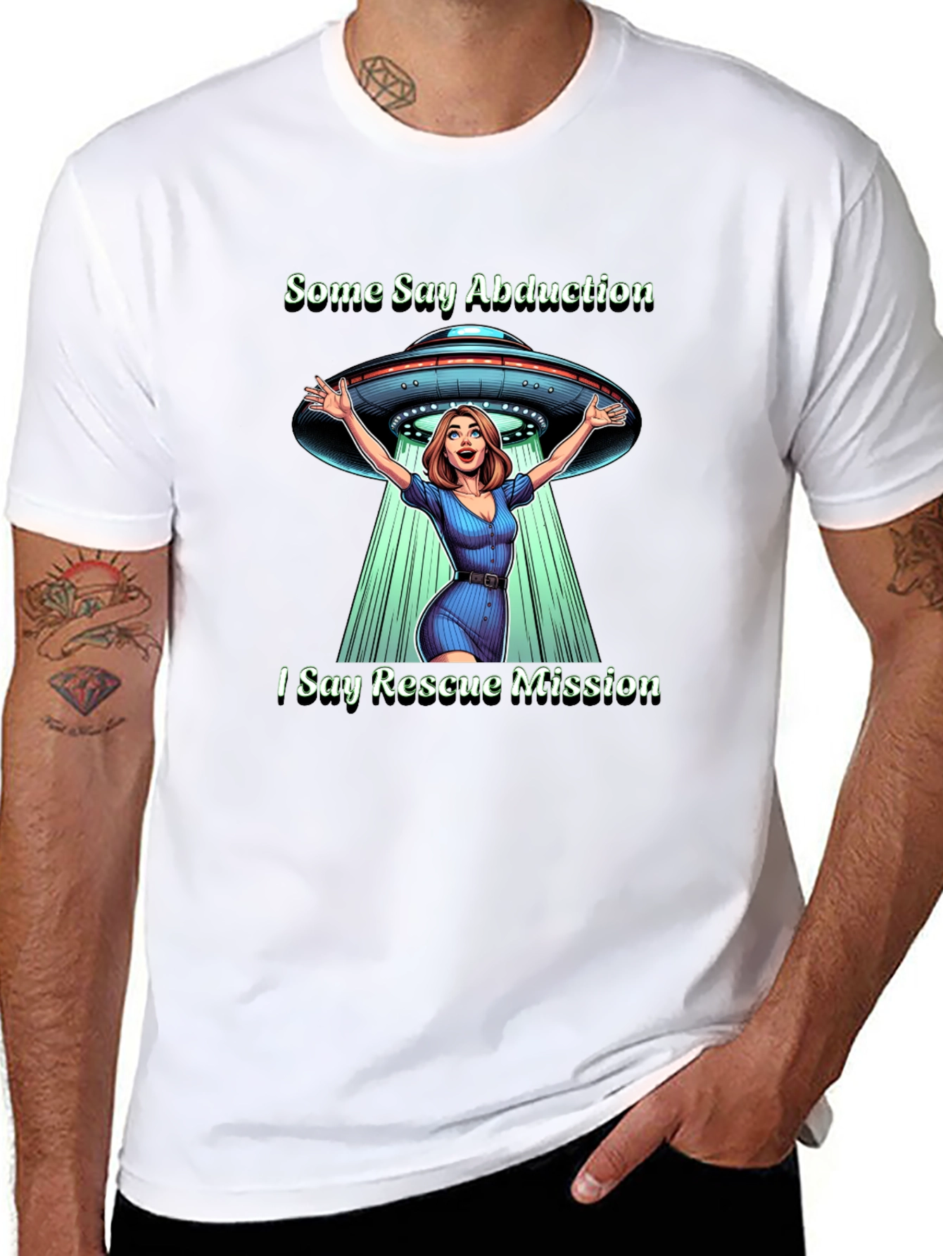 Black Rescue Mission UFO T-Shirt view 8