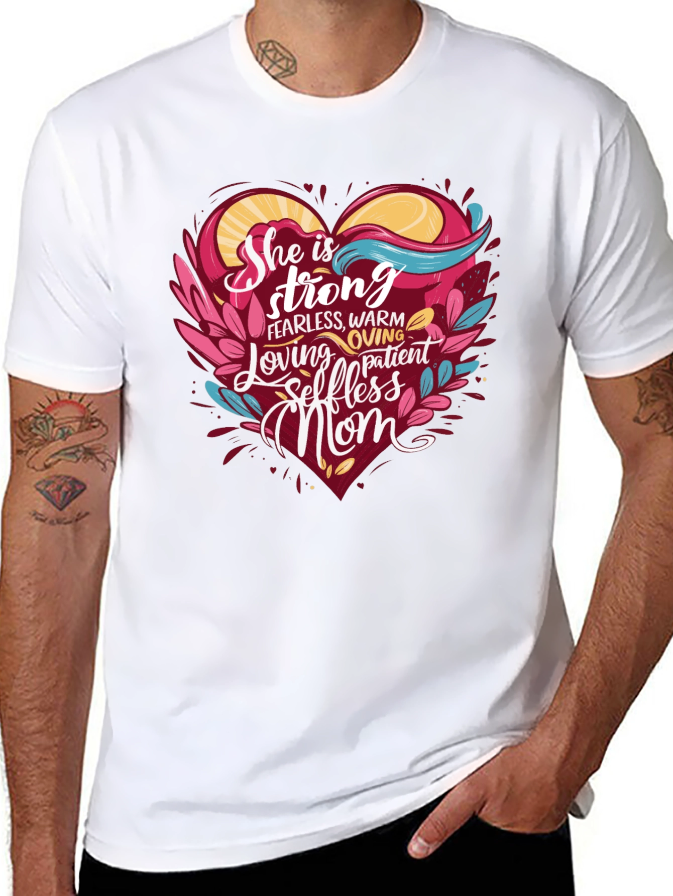 Black She is Strong Mom T-Shirt view 8