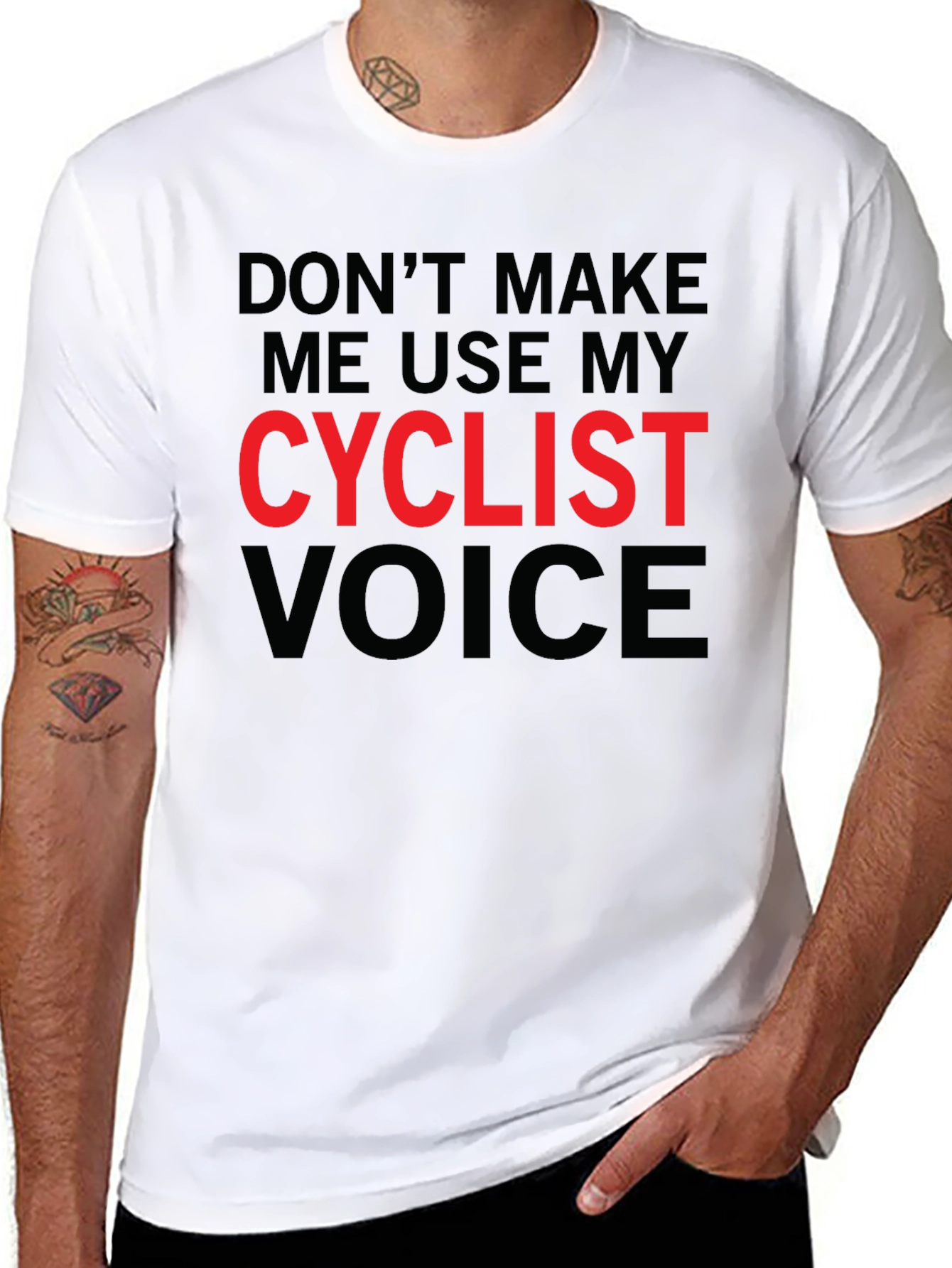 Black Cyclist Voice Graphic T-Shirt - Funny Biker Tee view 8