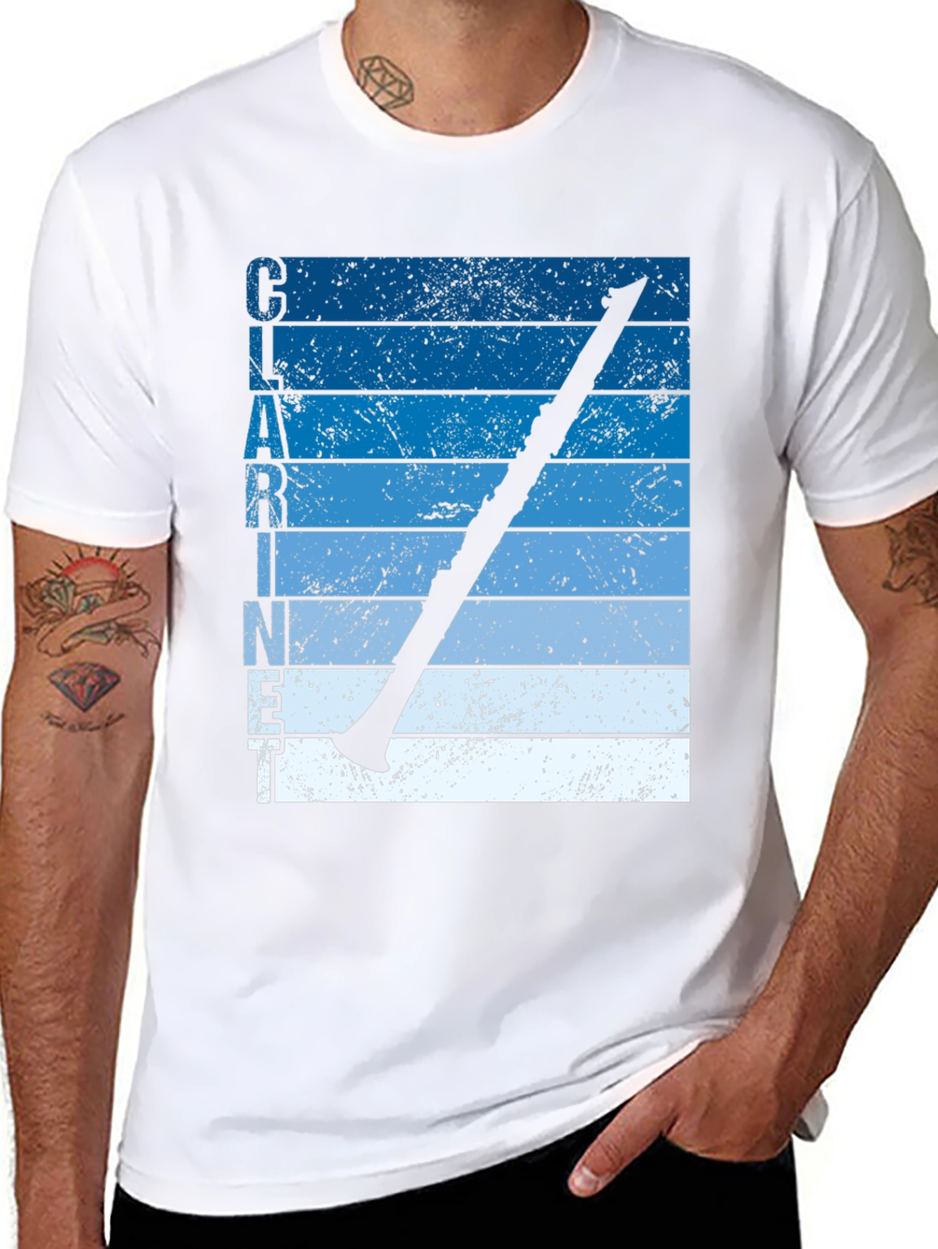 Black Clarinet Player Vintage Style T-Shirt view 8