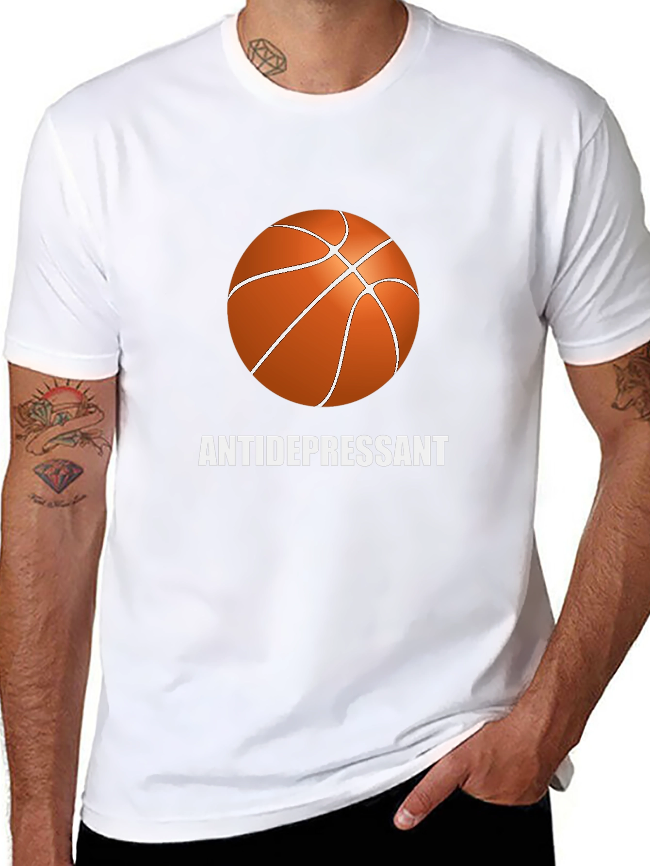 Black Basketball Antidepressant Graphic T-Shirt view 8