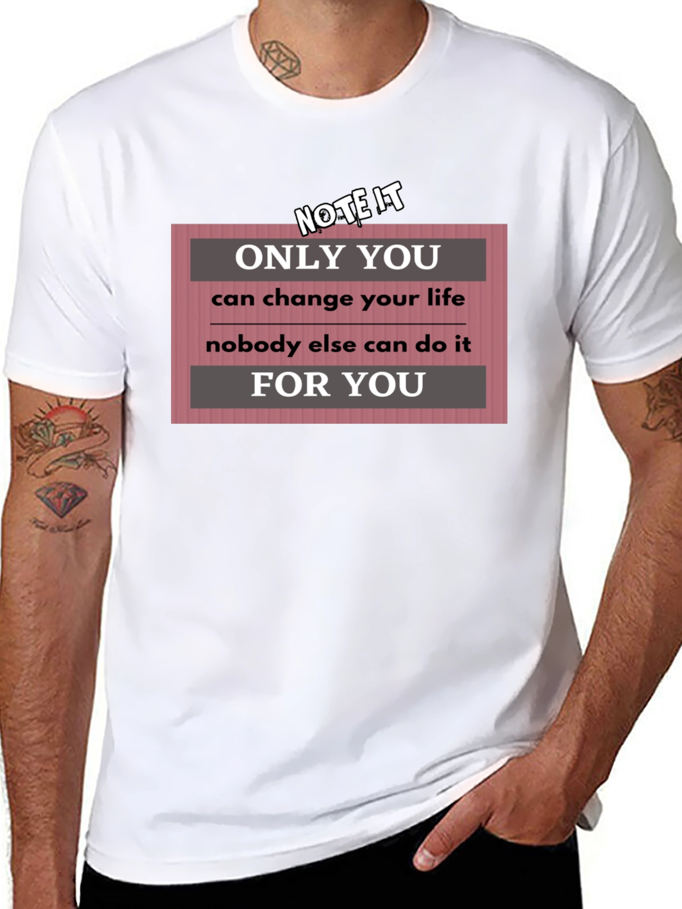 Black Motivational T-Shirt: Only You Can Change Your Life view 8