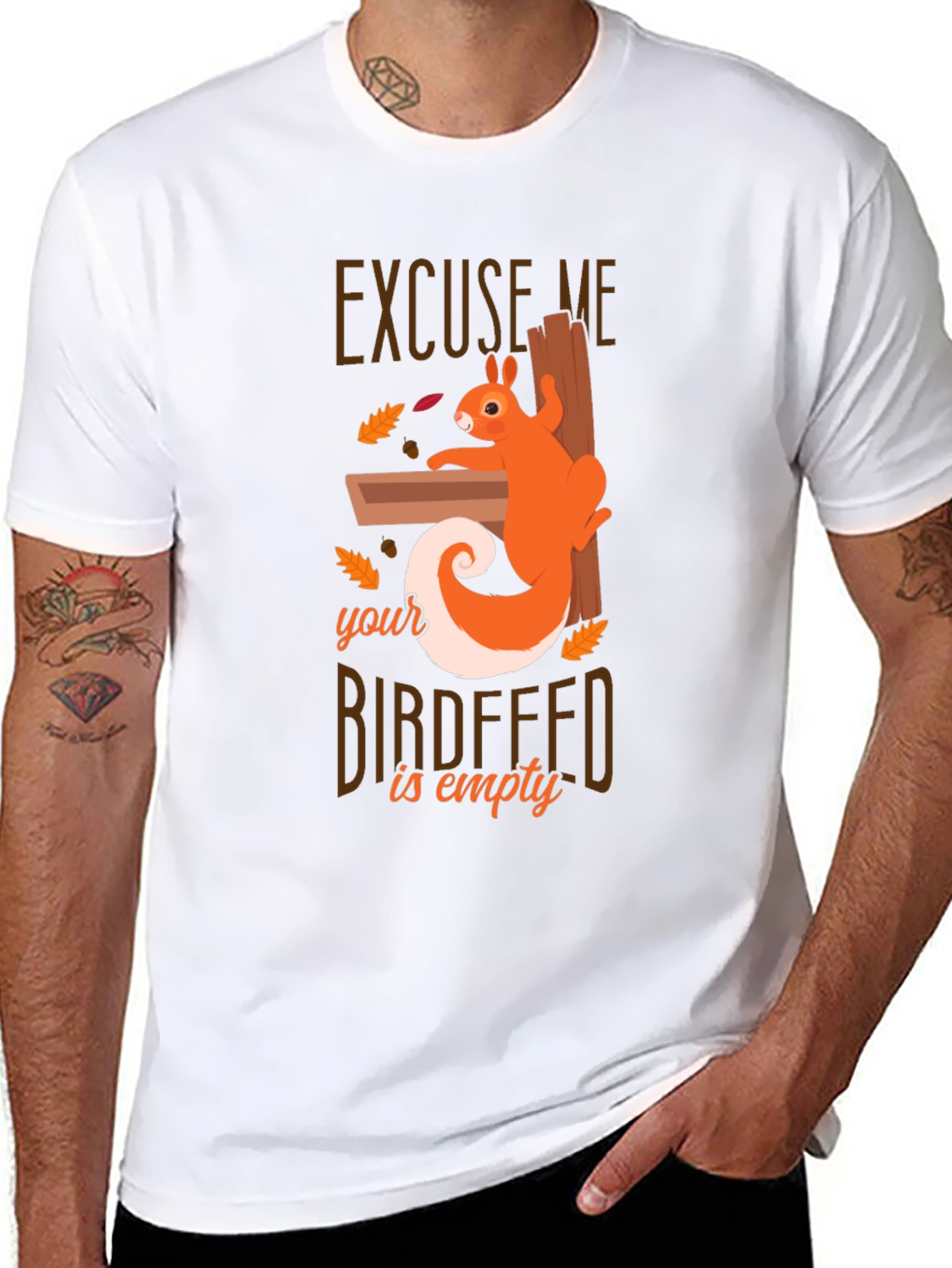 Black Excuse Me Squirrel T-Shirt - Birdfeeder Humor Tee view 8