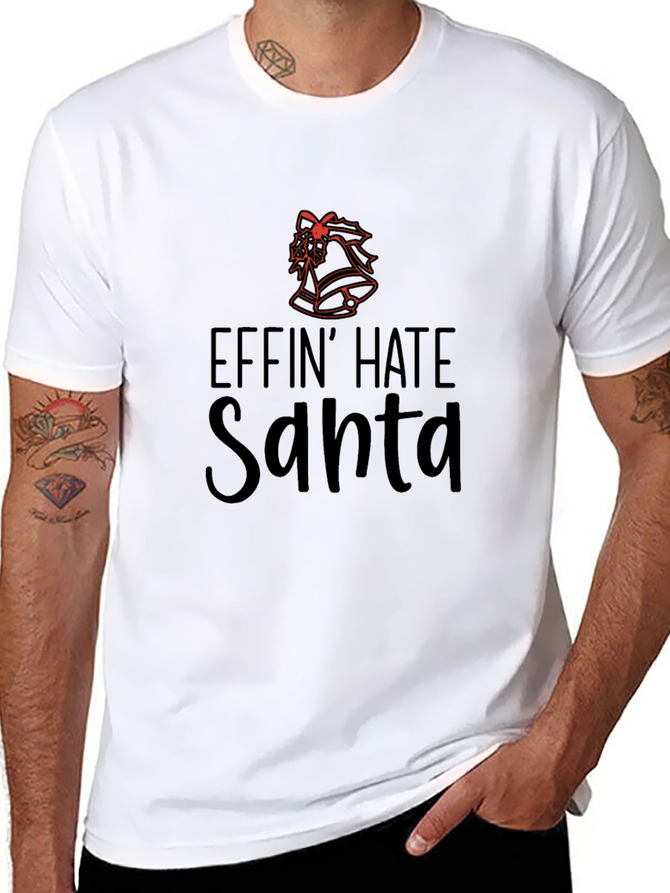 Black Effin' Hate Santa T-Shirt - Anti-Christmas Humor view 8