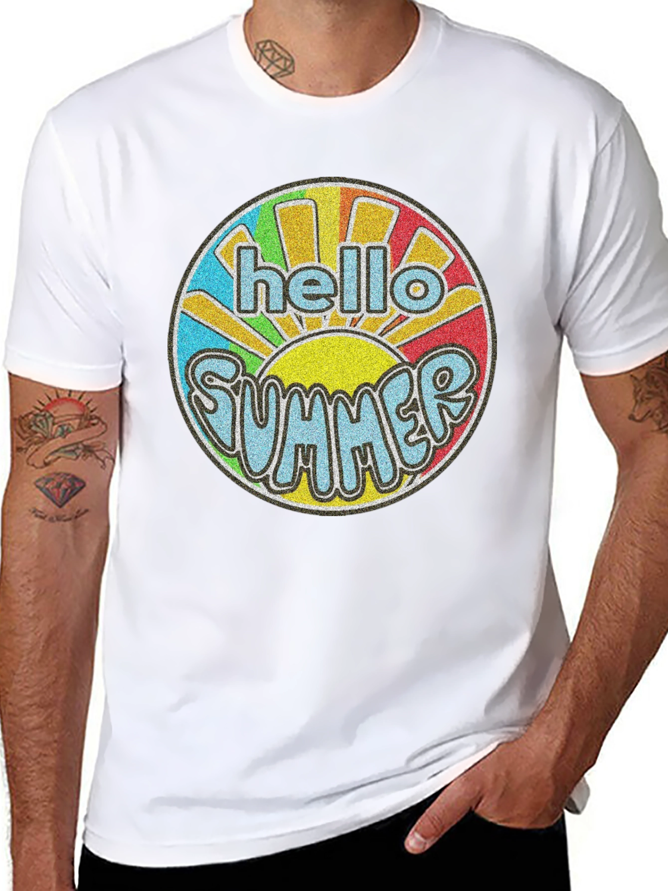 Black Hello Summer Retro Graphic T-Shirt view 8