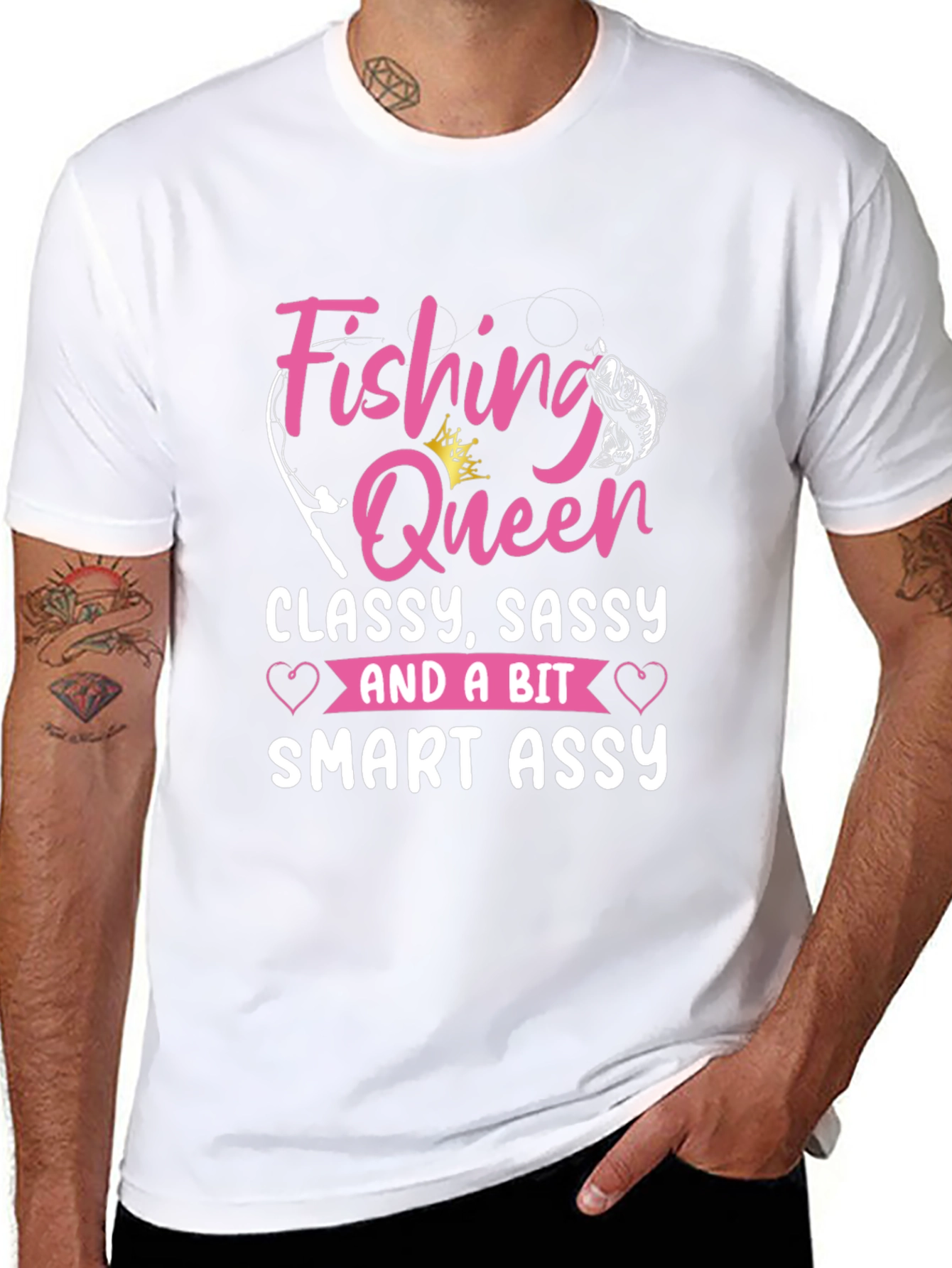 Black Fishing Queen T-Shirt - Classy, Sassy, Smart Assy view 8