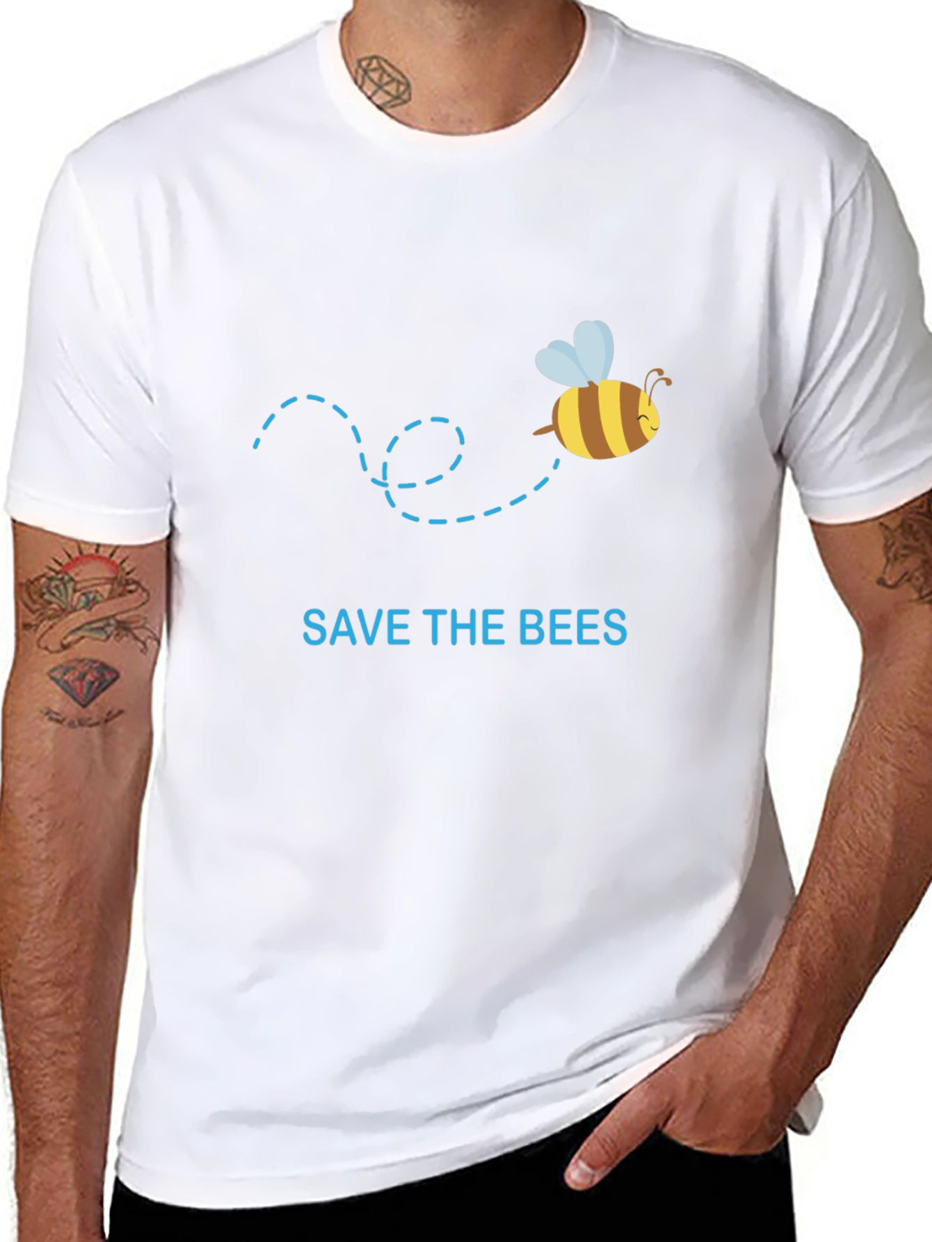 Black Save the Bees Graphic Tee - Black Cotton T-Shirt view 8