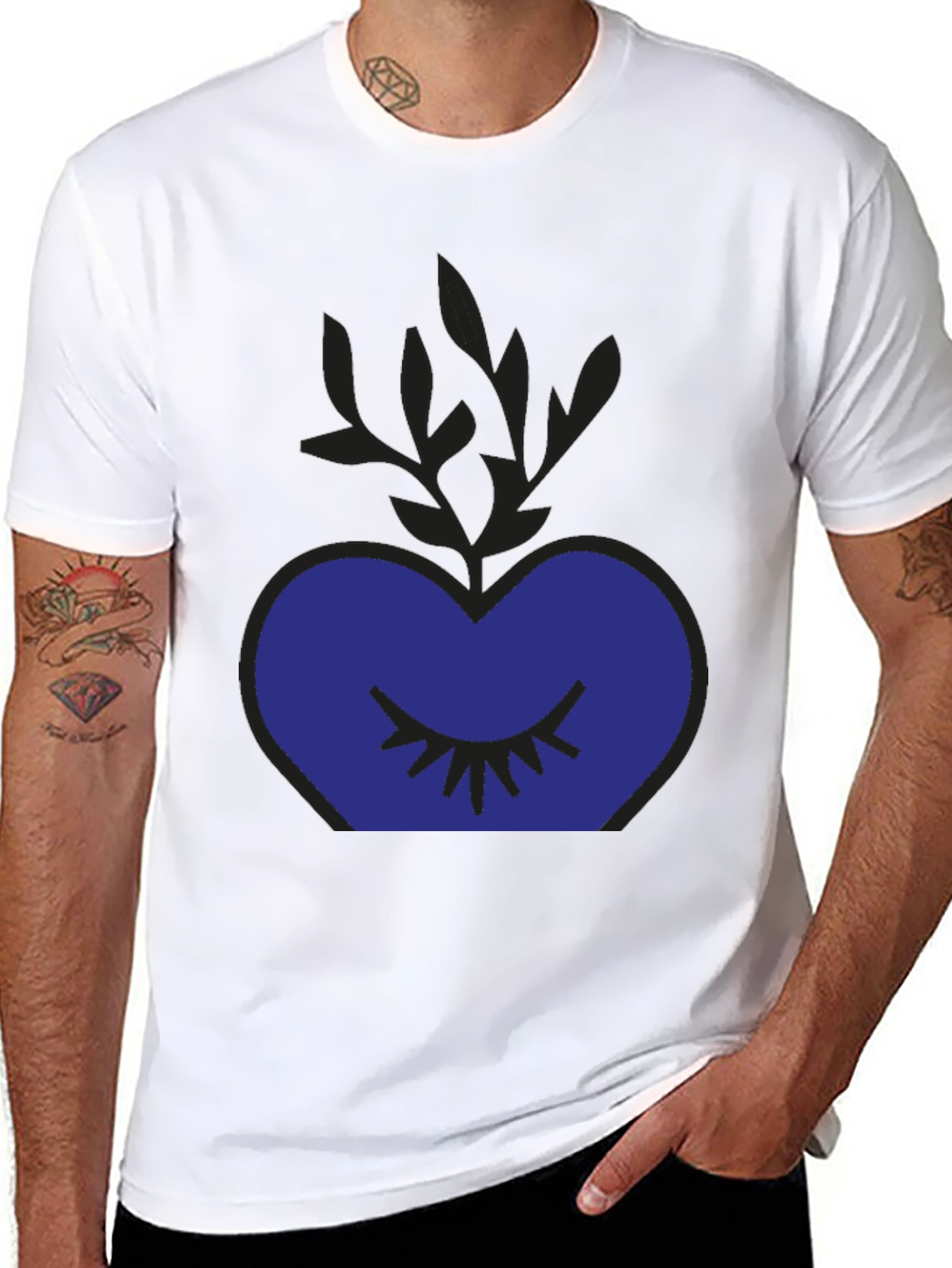 Black Mystic Heart Graphic Tee - Black Cotton Blend Shirt view 8