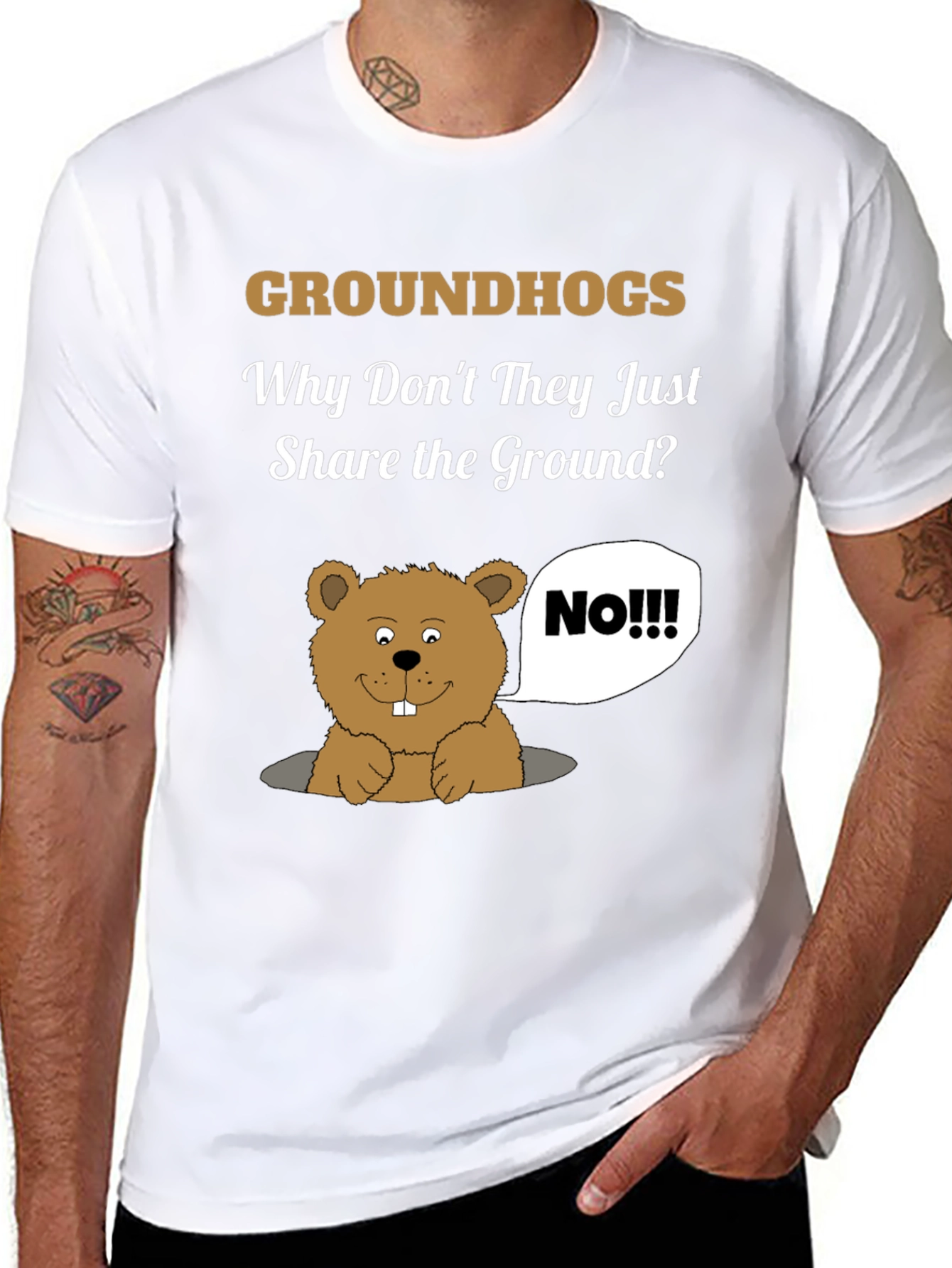 Black Groundhog Day Humor T-Shirt - Share the Ground? view 8