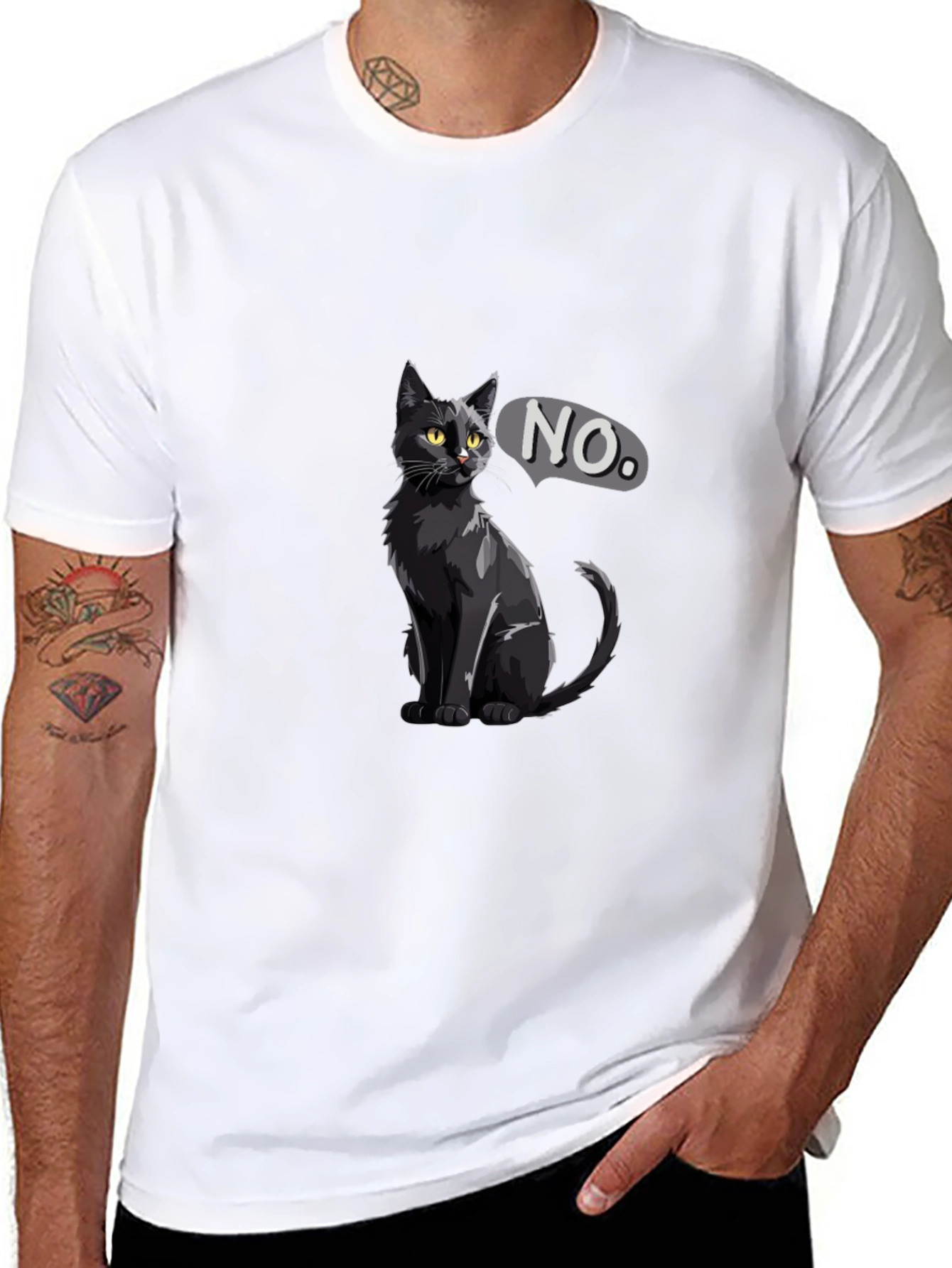 Black Black Cat NO T-Shirt - Sarcastic Graphic Tee view 8