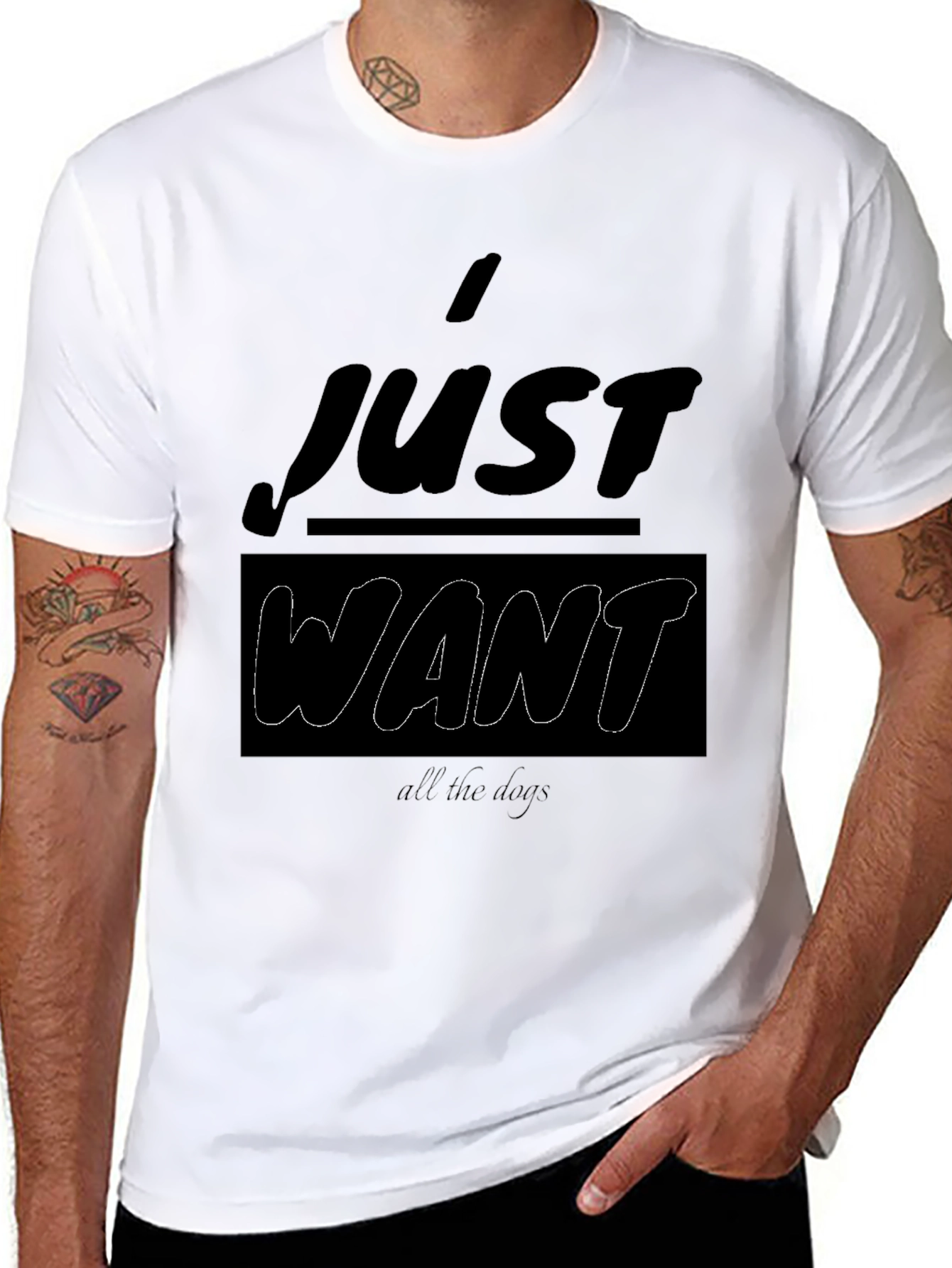 Black I Just Want All The Dogs Black T-Shirt view 8