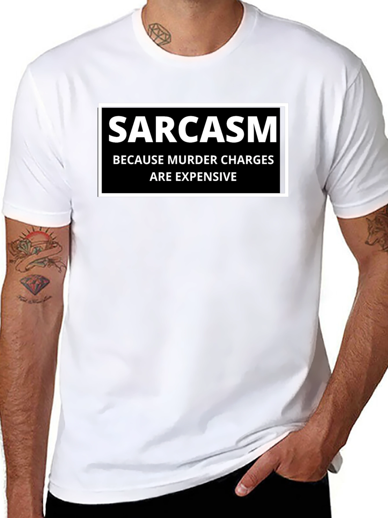 Black Sarcasm Because Murder Charges T-Shirt Funny Tee view 8