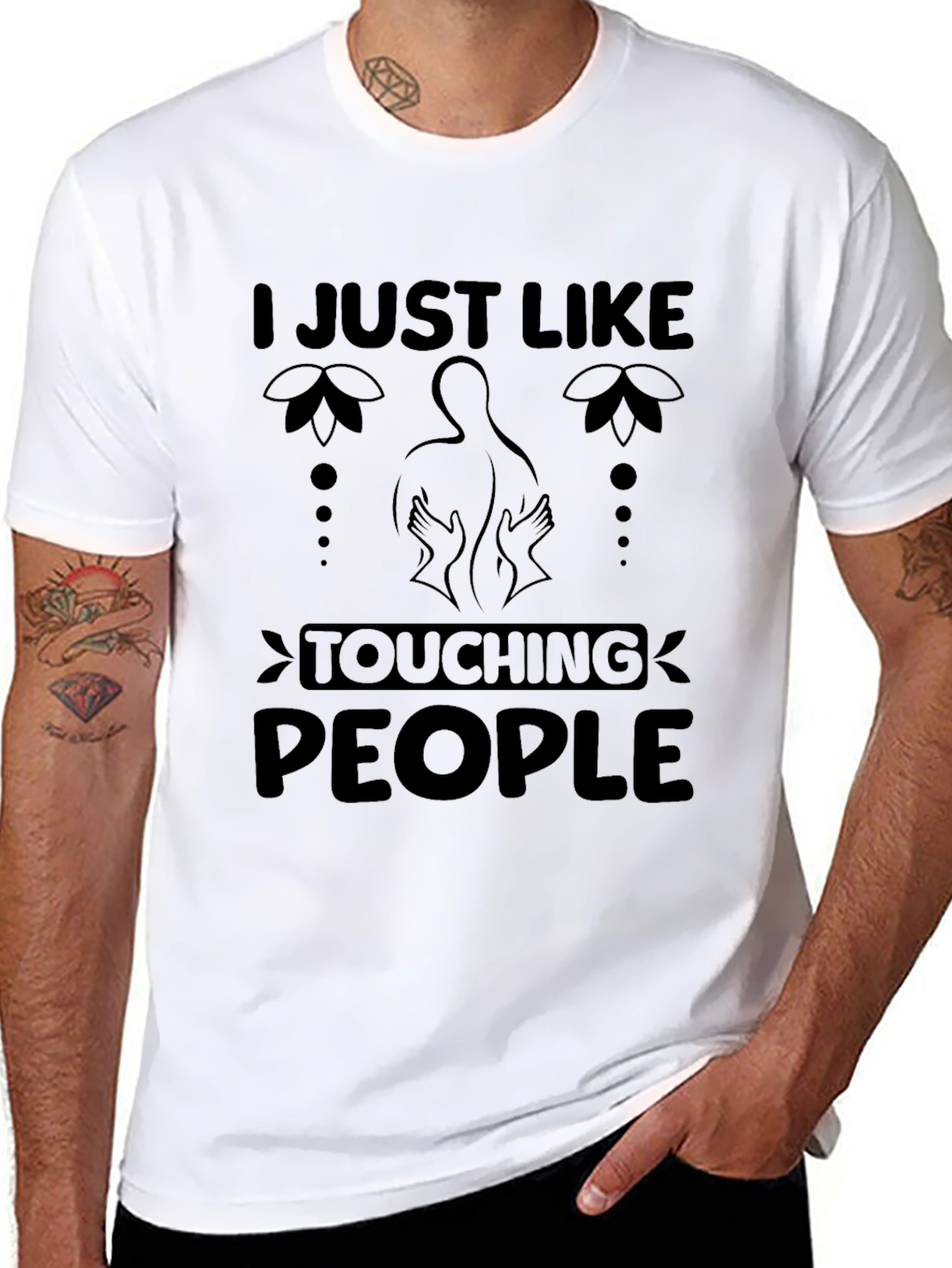 Black Touching People Massage Therapy T-Shirt view 8