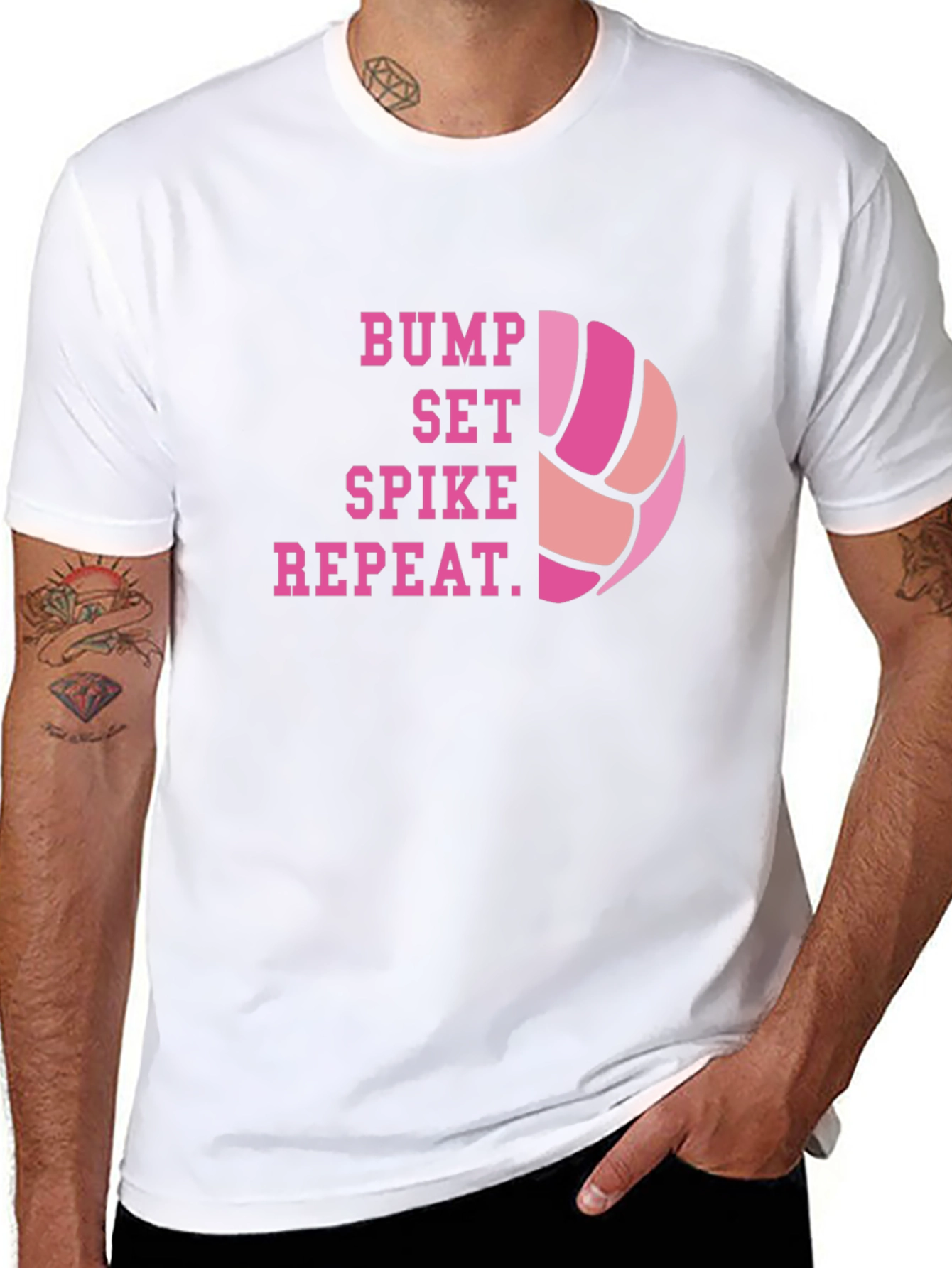 Black Volleyball Bump Set Spike Repeat Graphic Tee view 8