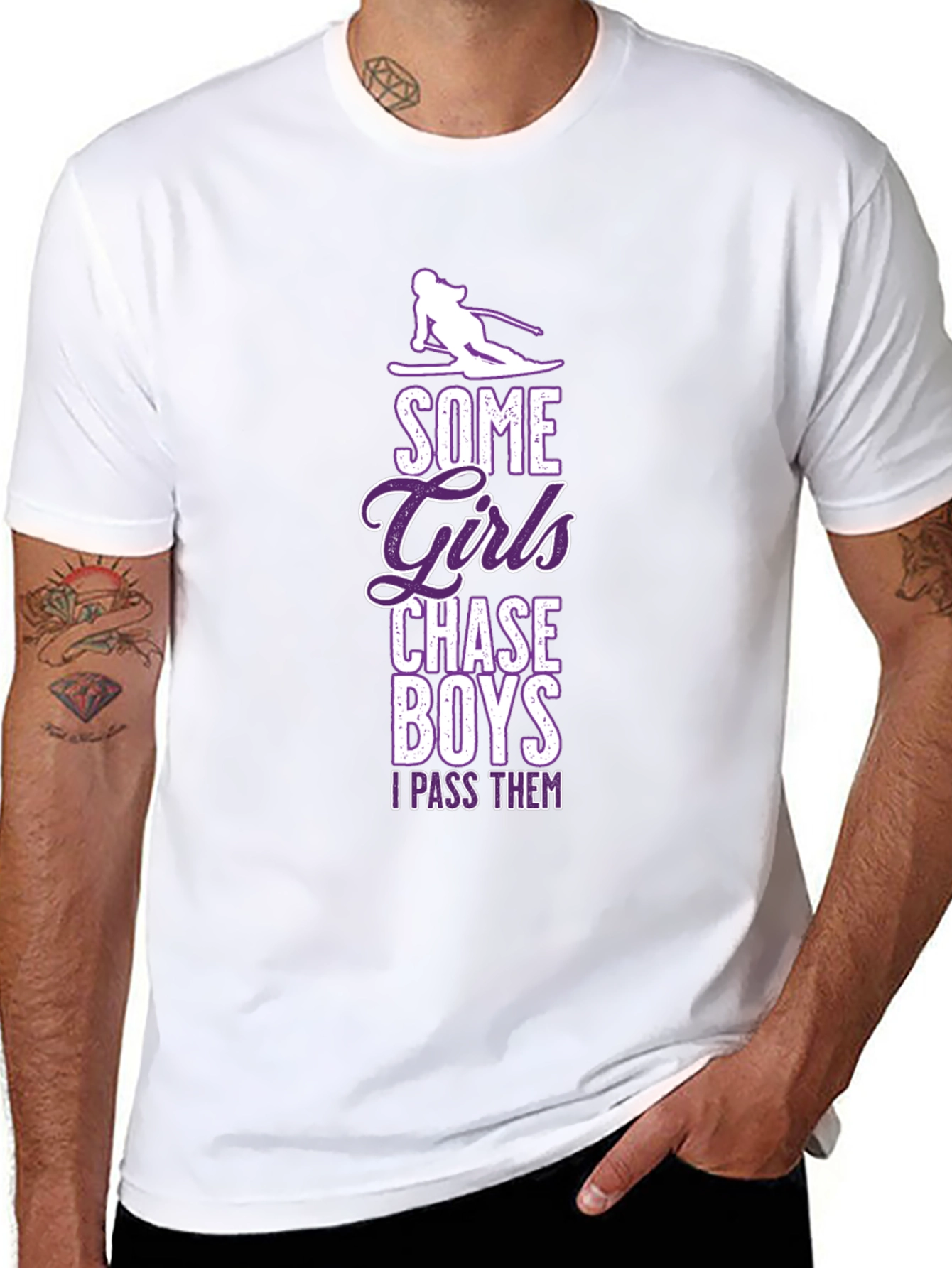 Black Girls Chase Boys Ski T-Shirt - I Pass Them view 8
