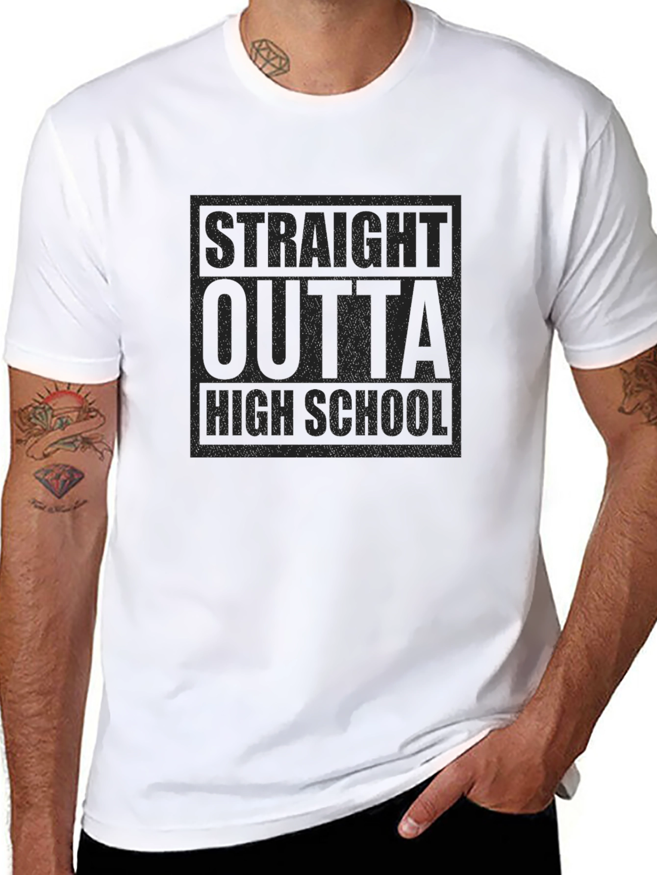 Black Straight Outta High School T-Shirt view 8