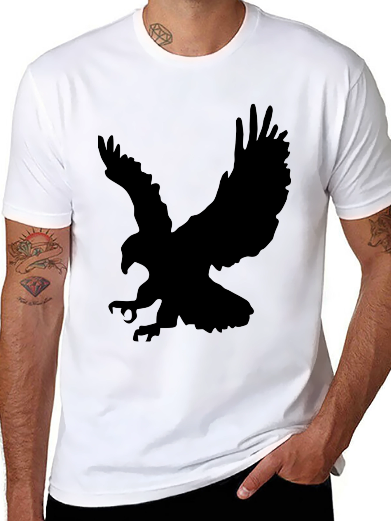 Black Eagle Silhouette Black T-Shirt view 8