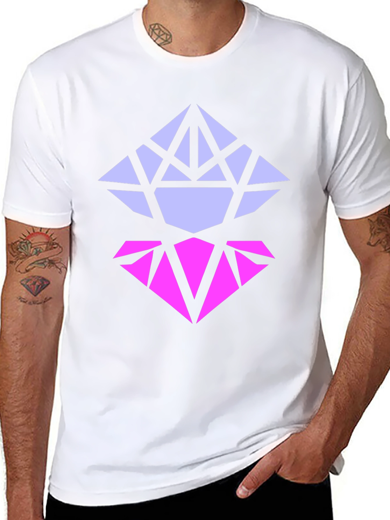 Black Geometric Diamond Graphic Tee - Modern Style view 8