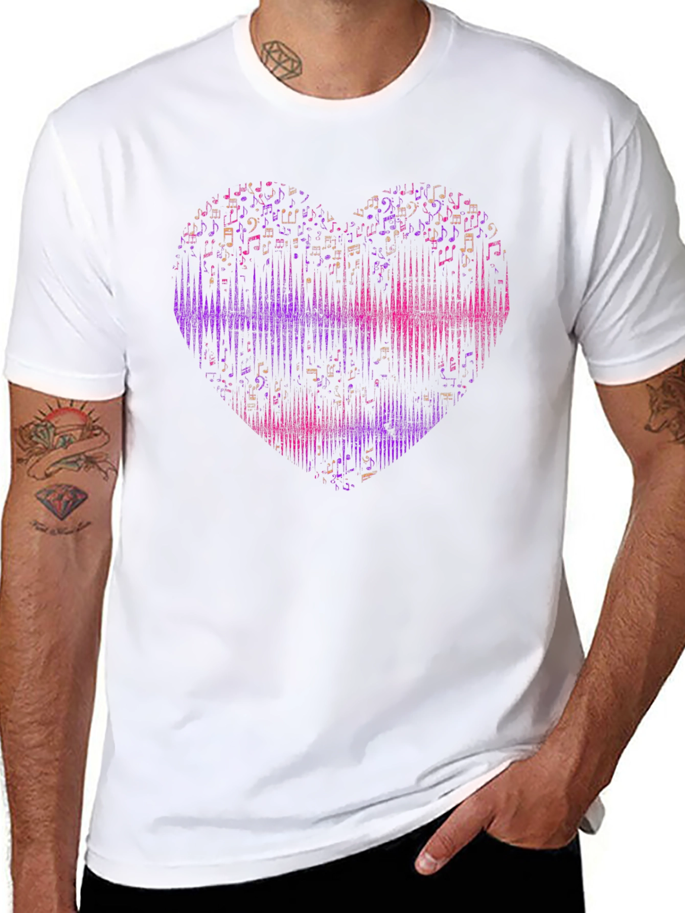 Black Musical Heart Graphic Black T-Shirt view 8