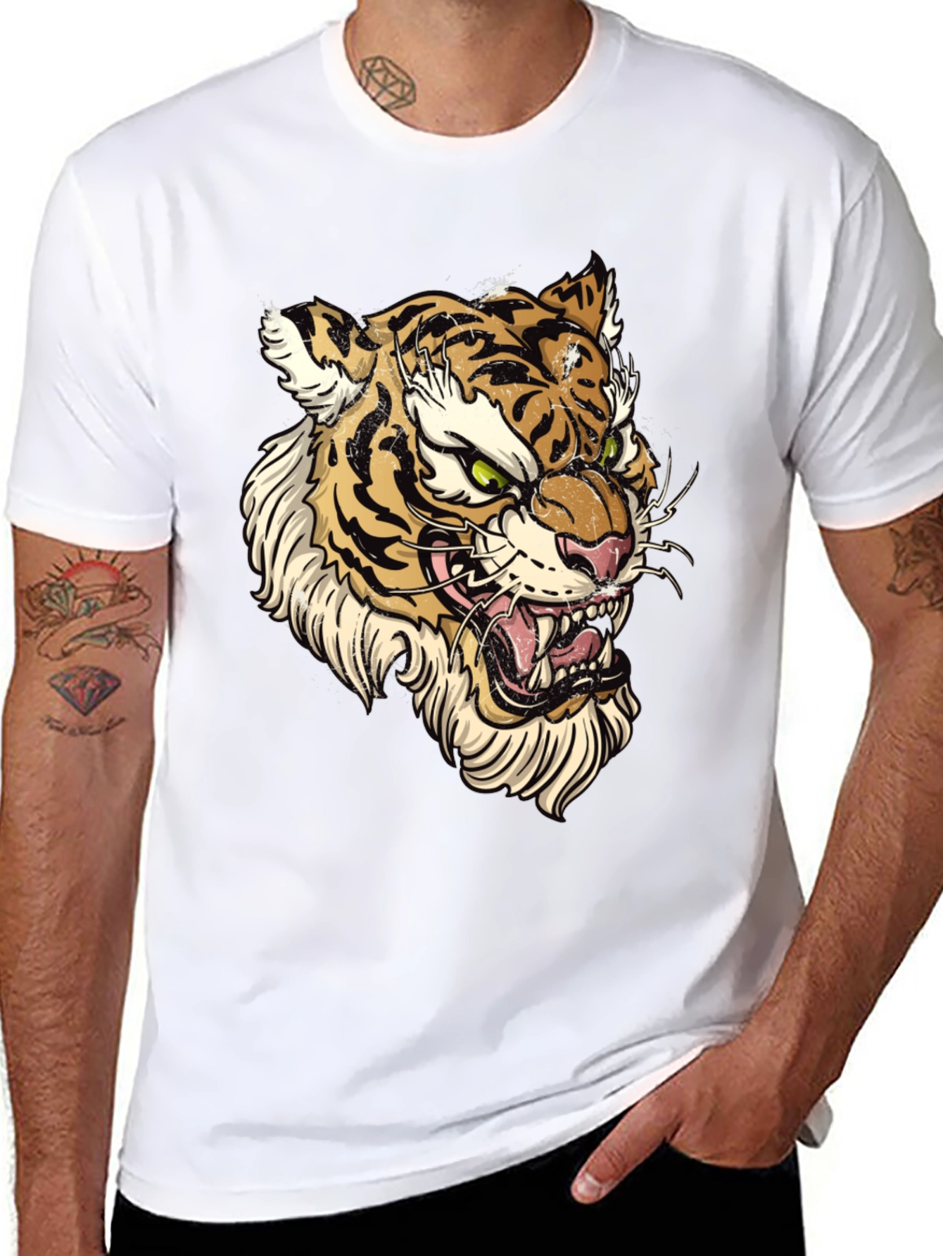 Black Tiger Graphic Print Black T-Shirt view 8