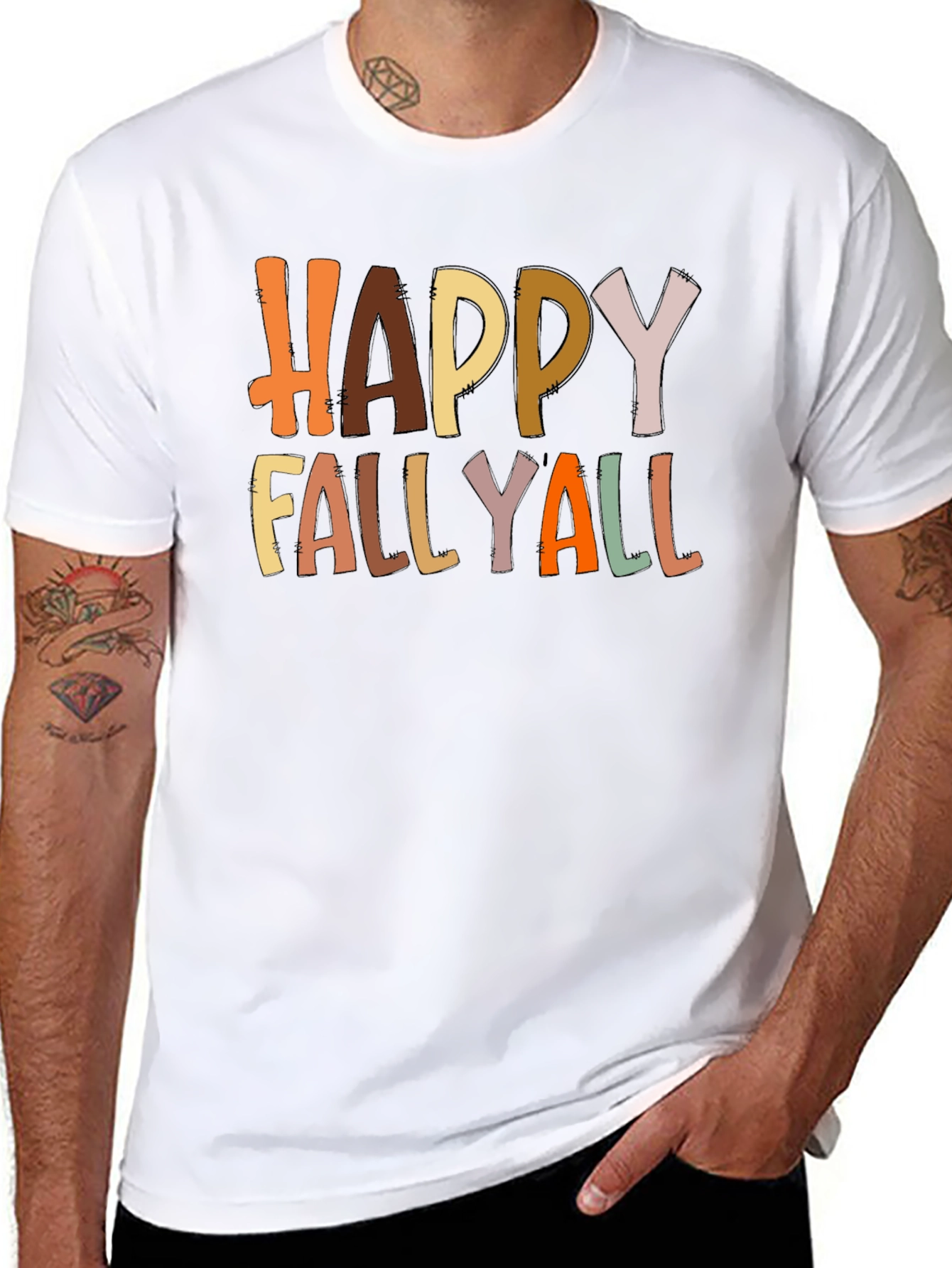 Black Happy Fallyall Graphic Tee - Fall Season Shirt view 8