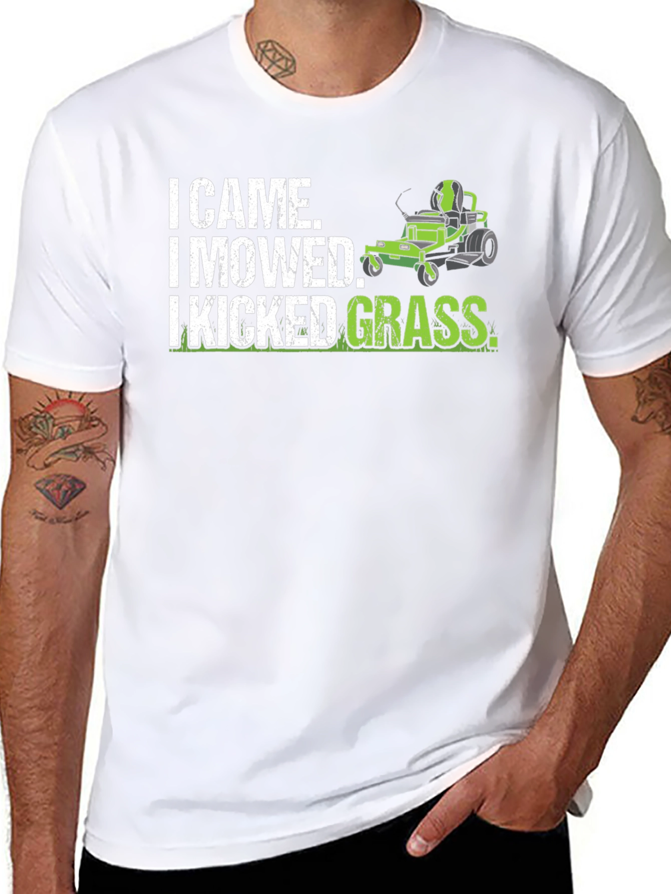 Black I Came I Mowed I Kicked Grass Black T-Shirt view 8