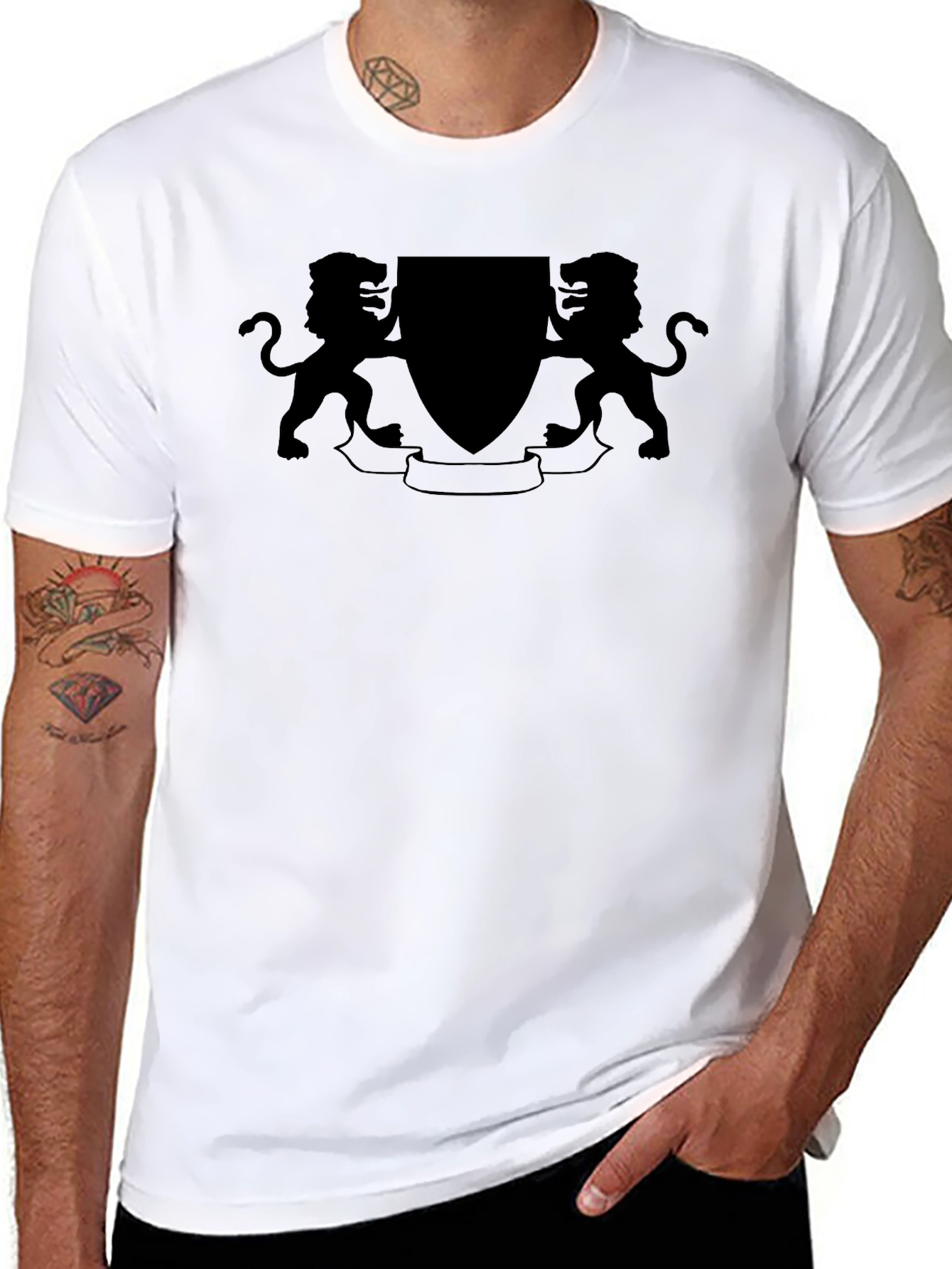 Black Black Lion Crest Graphic Tee - Stylish & Bold Design view 8