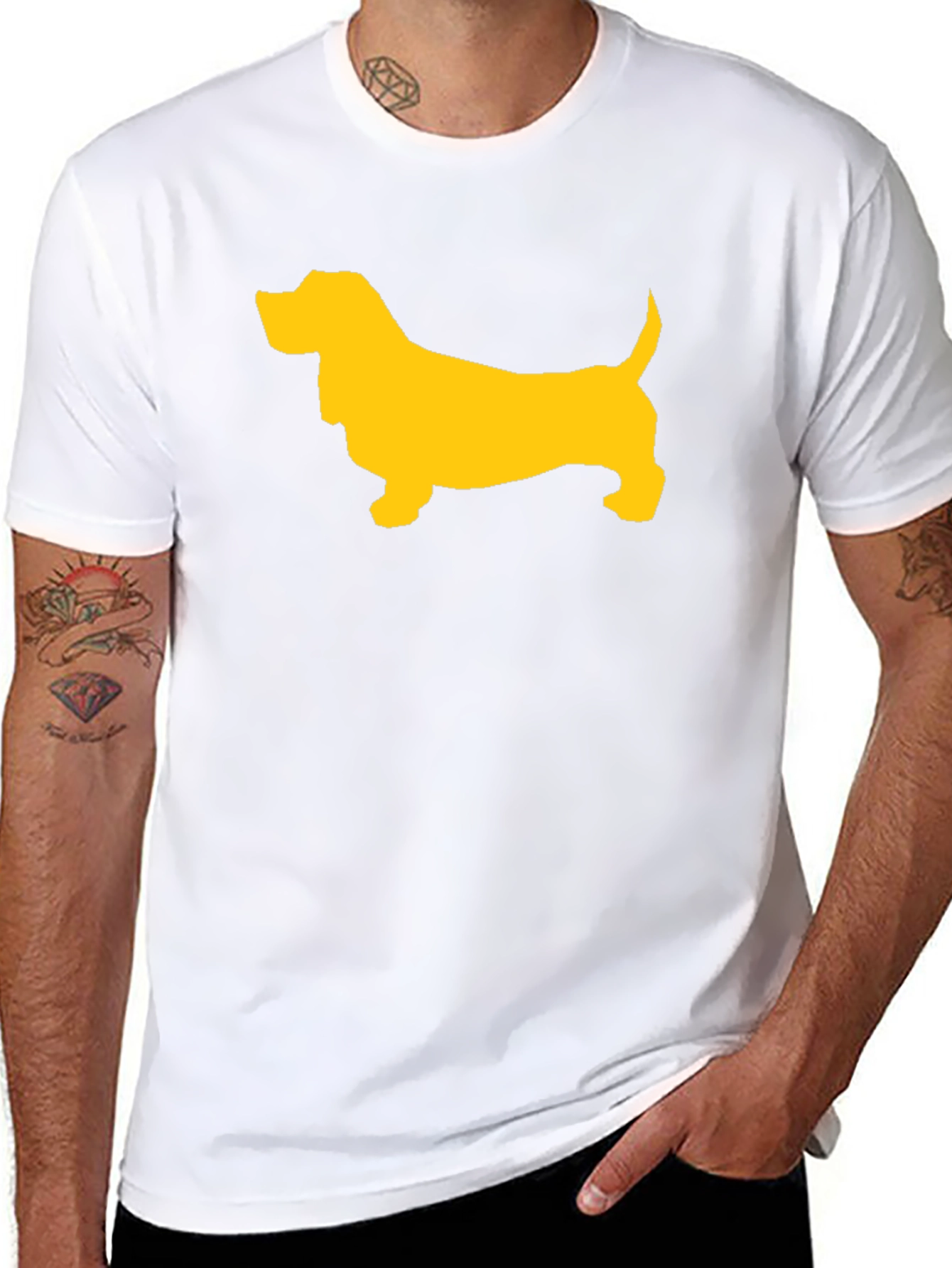 Black Black T-Shirt with Yellow Dog Graphic view 8